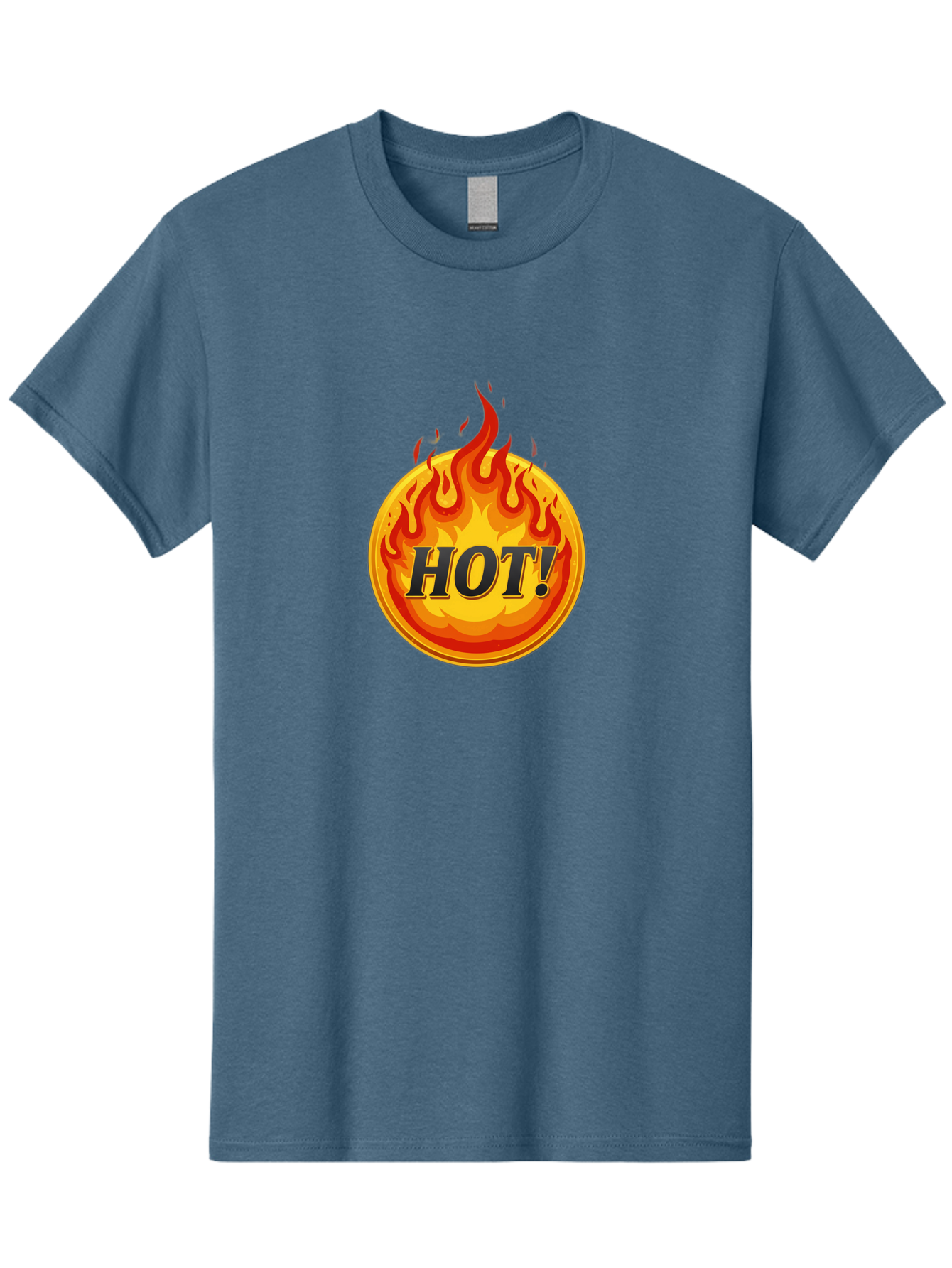 Hot-7 Men'S Graphic Tee, 100% Cotton, Comfortable Casual Summer Wear, Machine Washable, Flame Design, Fiery Graphic, Hot Item, Bold Typography, Fiery Theme, Hot! Text, Vibrant Colors, Energetic Vibe, Dynamic Illustration Baa806