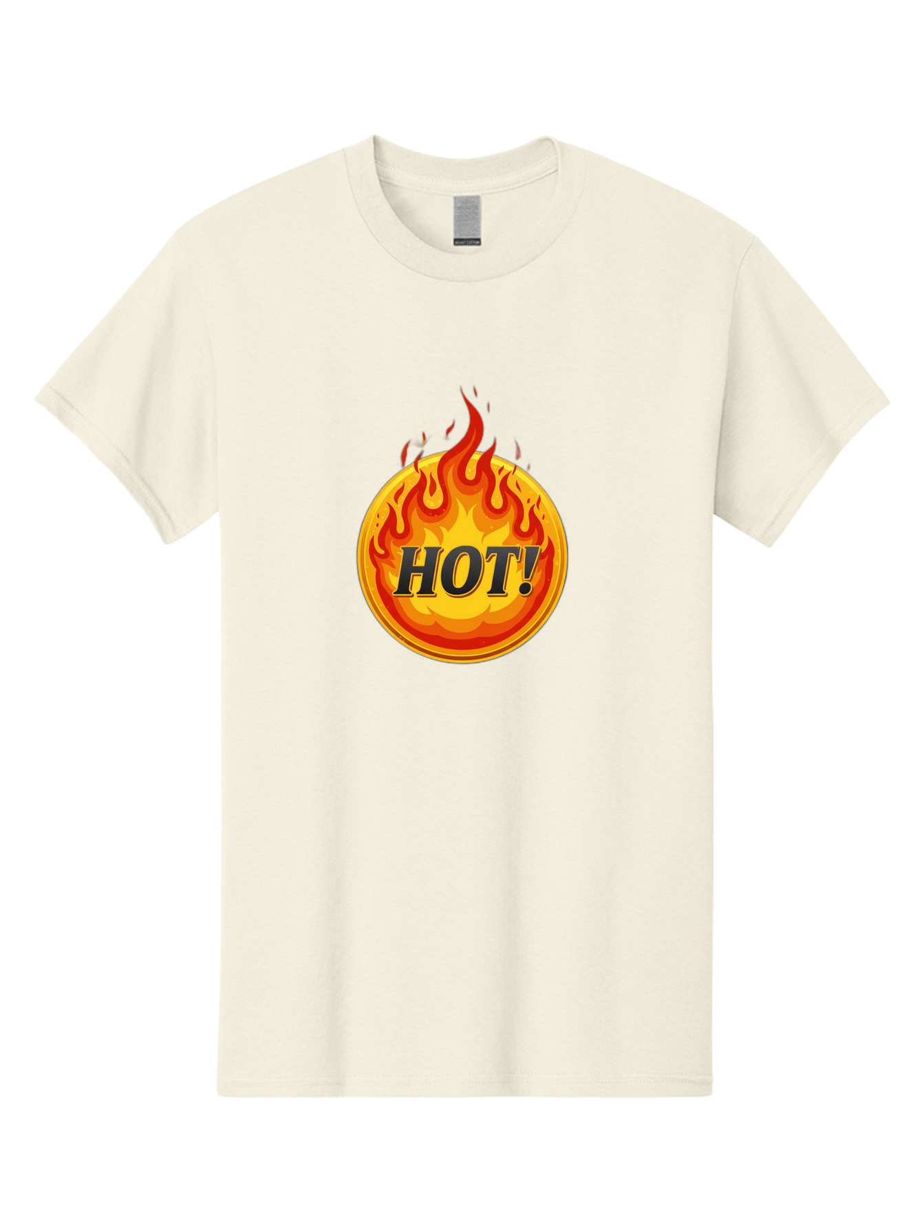 Hot-7 Men'S Graphic Tee, 100% Cotton, Comfortable Casual Summer Wear, Machine Washable, Flame Design, Fiery Graphic, Hot Item, Bold Typography, Fiery Theme, Hot! Text, Vibrant Colors, Energetic Vibe, Dynamic Illustration Baa806