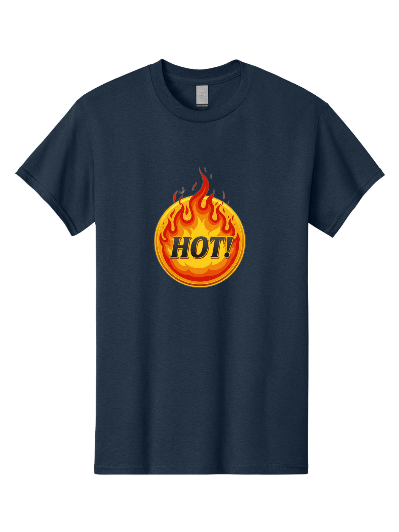 Hot-7 Men'S Graphic Tee, 100% Cotton, Comfortable Casual Summer Wear, Machine Washable, Flame Design, Fiery Graphic, Hot Item, Bold Typography, Fiery Theme, Hot! Text, Vibrant Colors, Energetic Vibe, Dynamic Illustration Baa806
