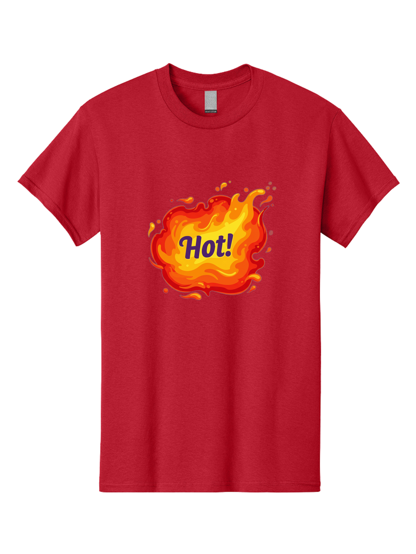 Hot-8 Men'S Graphic Tee, 100% Cotton, Comfortable Casual Summer Wear, Machine Washable, Hot!, Fiery Splatter, Vibrant Colors, Energetic Design, Attention-Grabbing Graphic, Bold Typography, Flames, Splashes, Dynamic Illustration Baa807