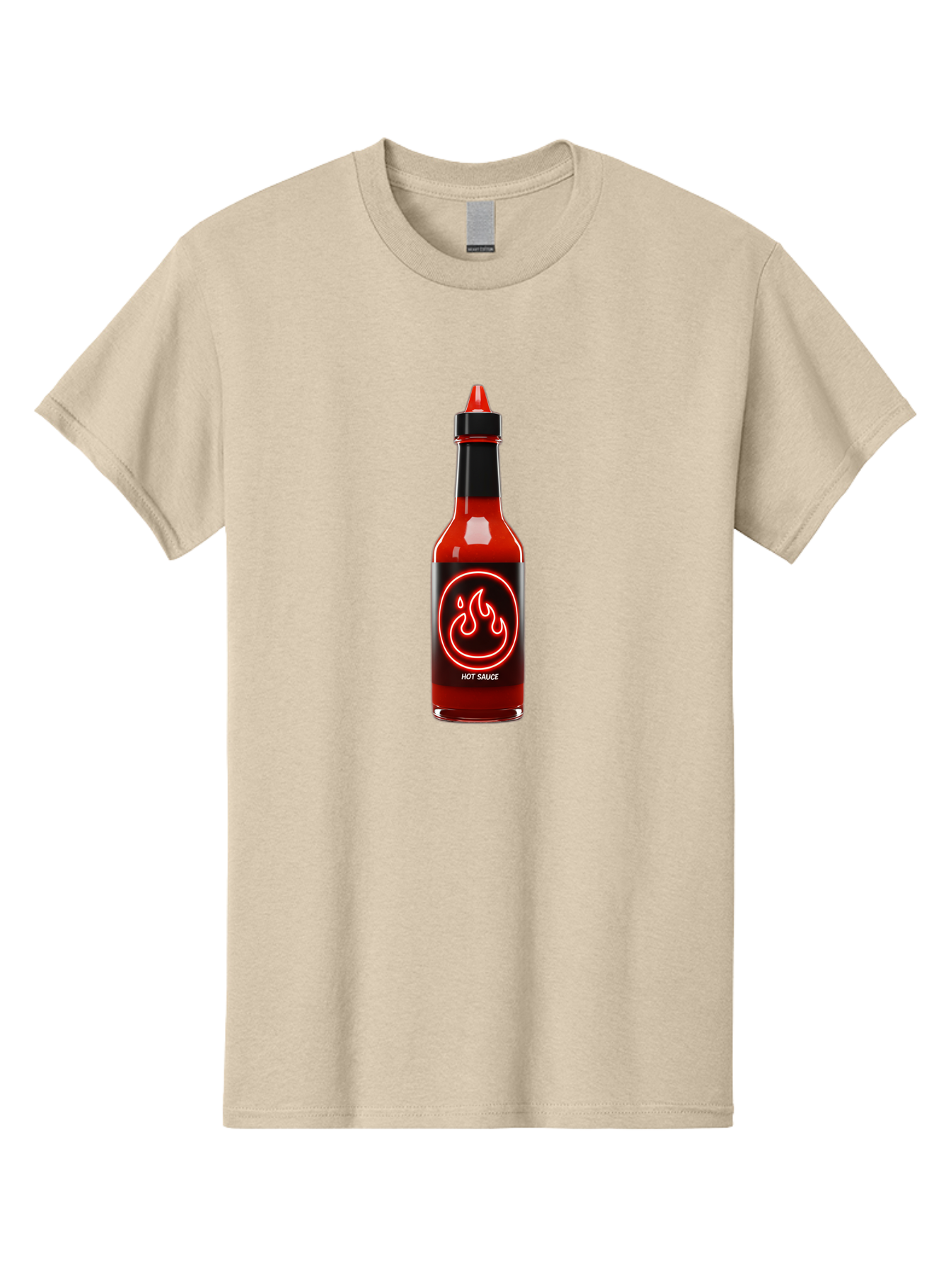 Hot-Sauce-3 Men'S Graphic Tee, 100% Cotton, Comfortable Casual Summer Wear, Machine Washable, Hot Sauce Bottle, Red Sauce, Spicy Condiment, Fiery Flavor, Chili Pepper, Hot Sauce Label, Neon Flame Logo, Condiment Bottle, Spicy Food, Chili Sauce Baa815