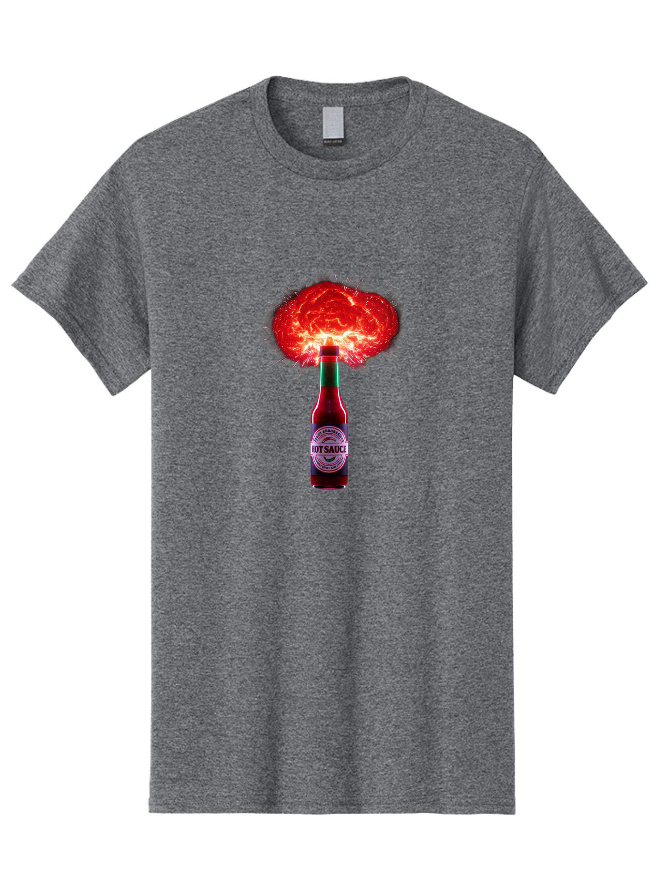 Hot-Sauce-4 Men'S Graphic Tee, 100% Cotton, Comfortable Casual Summer Wear, Machine Washable, Hot Sauce Bottle, Red Sauce Explosion, Spicy Condiment, Fiery Flavor, Hot Sauce, Condiment Explosion, Sauce, Hot, Spicy Baa816