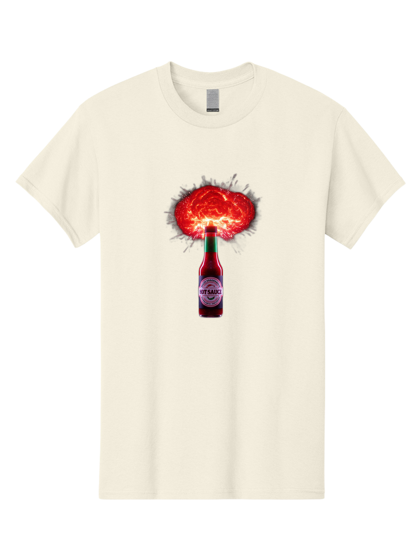 Hot-Sauce-4 Men'S Graphic Tee, 100% Cotton, Comfortable Casual Summer Wear, Machine Washable, Hot Sauce Bottle, Red Sauce Explosion, Spicy Condiment, Fiery Flavor, Hot Sauce, Condiment Explosion, Sauce, Hot, Spicy Baa816