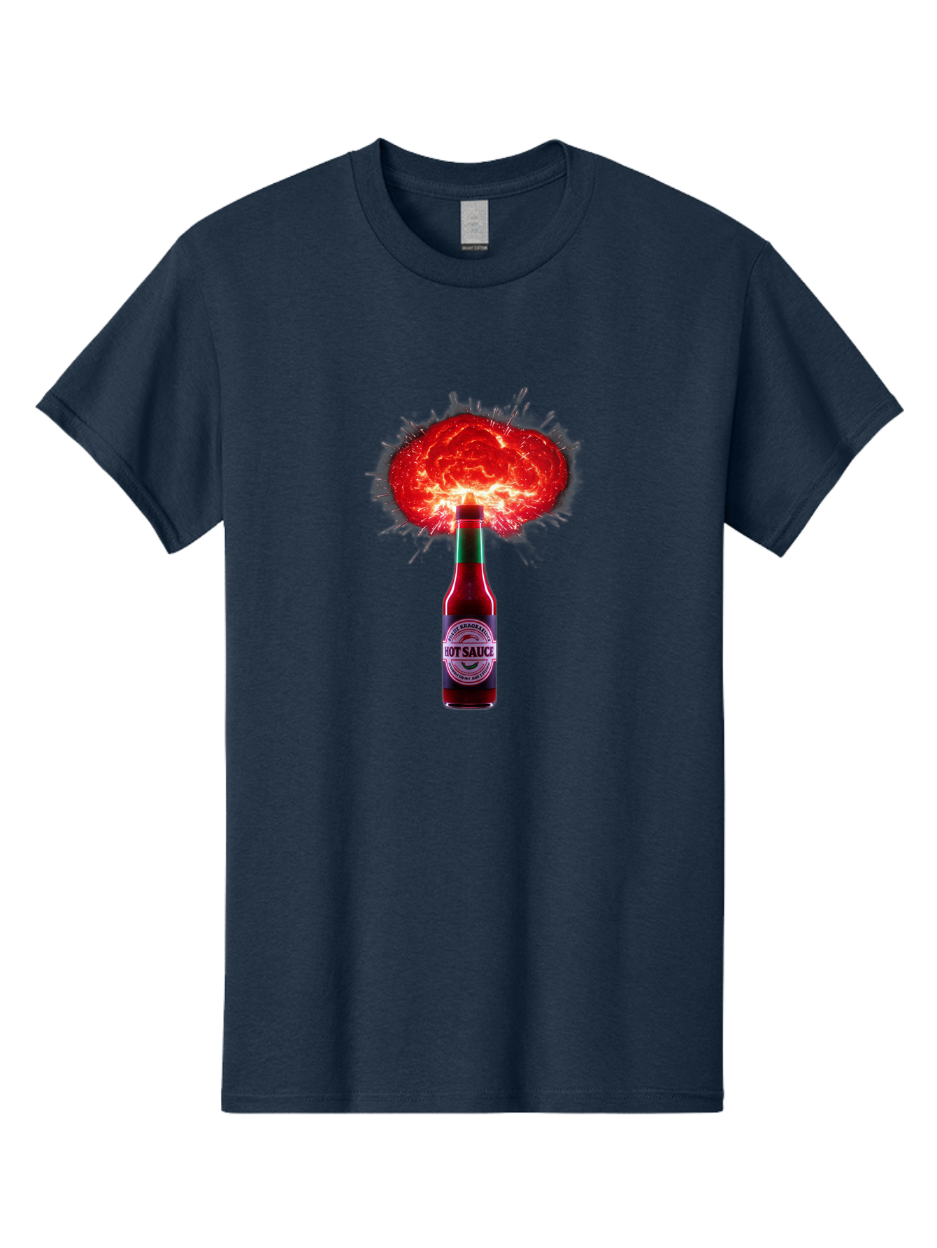 Hot-Sauce-4 Men'S Graphic Tee, 100% Cotton, Comfortable Casual Summer Wear, Machine Washable, Hot Sauce Bottle, Red Sauce Explosion, Spicy Condiment, Fiery Flavor, Hot Sauce, Condiment Explosion, Sauce, Hot, Spicy Baa816