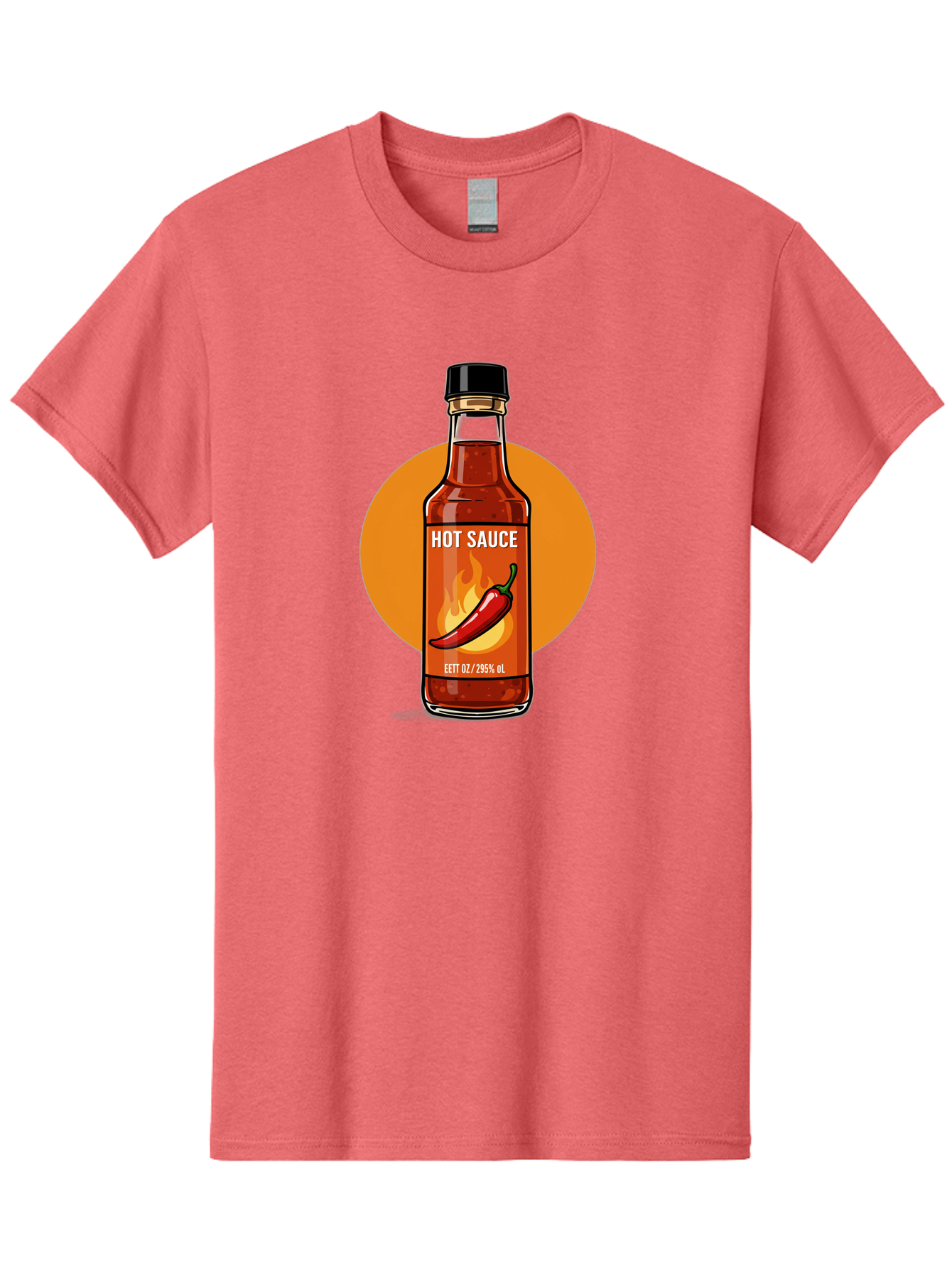 Hot-Sauce-6 Men'S Graphic Tee, 100% Cotton, Comfortable Casual Summer Wear, Machine Washable, Hot Sauce Bottle, Spicy Condiment, Chili Pepper, Fiery Flavor, Condiment Bottle, Hot Sauce Label, Chili Pepper Illustration, Spicy Food, Baa818