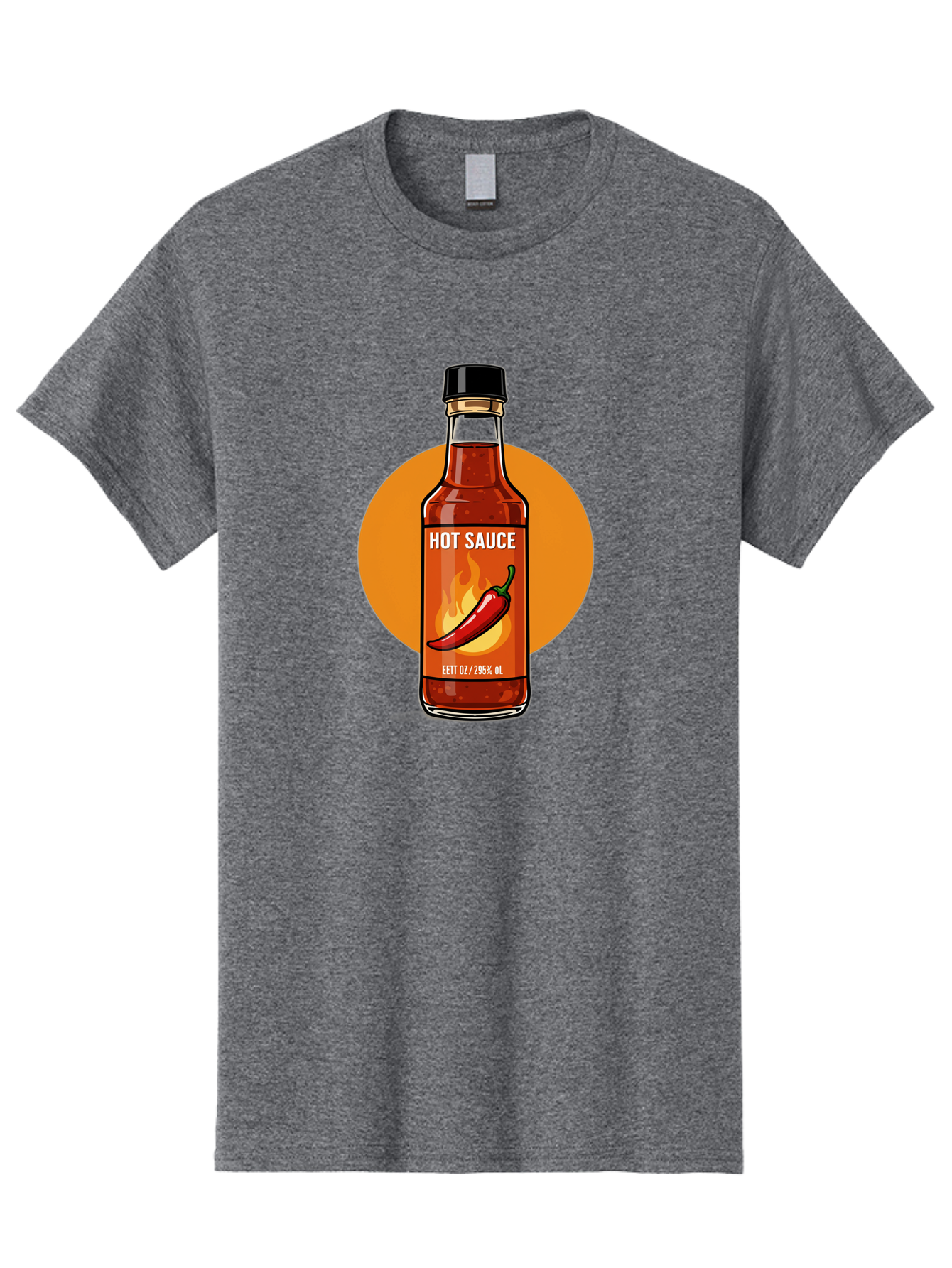 Hot-Sauce-6 Men'S Graphic Tee, 100% Cotton, Comfortable Casual Summer Wear, Machine Washable, Hot Sauce Bottle, Spicy Condiment, Chili Pepper, Fiery Flavor, Condiment Bottle, Hot Sauce Label, Chili Pepper Illustration, Spicy Food, Baa818