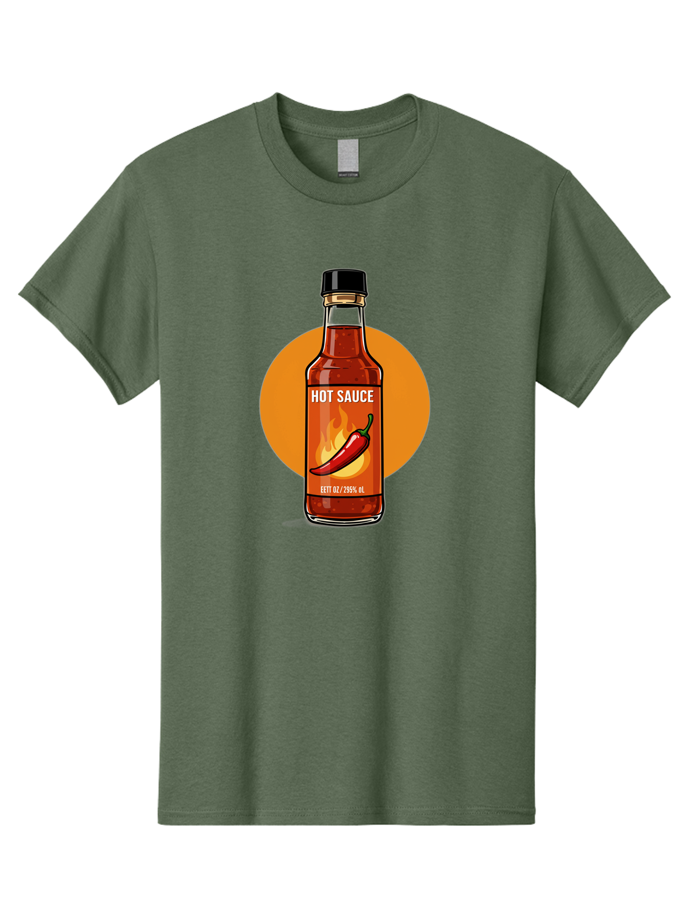 Hot-Sauce-6 Men'S Graphic Tee, 100% Cotton, Comfortable Casual Summer Wear, Machine Washable, Hot Sauce Bottle, Spicy Condiment, Chili Pepper, Fiery Flavor, Condiment Bottle, Hot Sauce Label, Chili Pepper Illustration, Spicy Food, Baa818