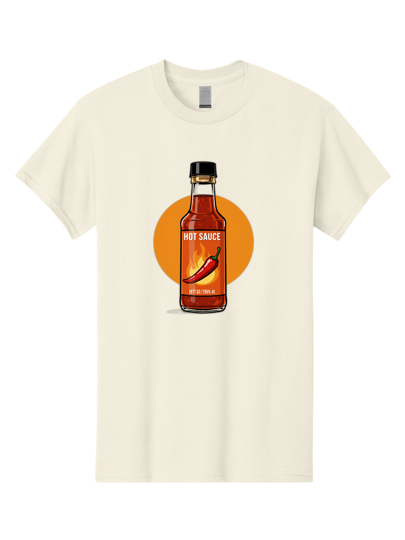 Hot-Sauce-6 Men'S Graphic Tee, 100% Cotton, Comfortable Casual Summer Wear, Machine Washable, Hot Sauce Bottle, Spicy Condiment, Chili Pepper, Fiery Flavor, Condiment Bottle, Hot Sauce Label, Chili Pepper Illustration, Spicy Food, Baa818