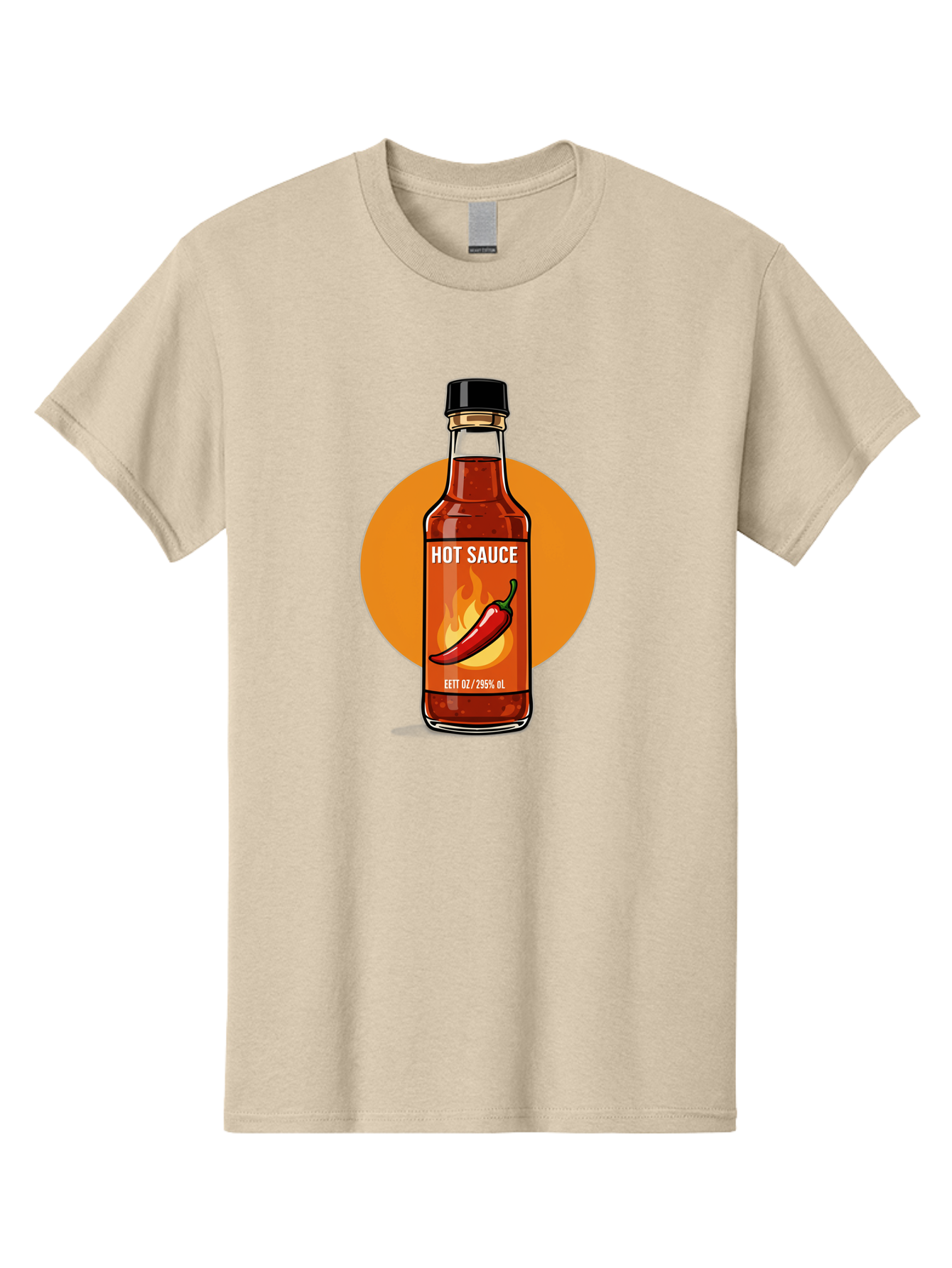 Hot-Sauce-6 Men'S Graphic Tee, 100% Cotton, Comfortable Casual Summer Wear, Machine Washable, Hot Sauce Bottle, Spicy Condiment, Chili Pepper, Fiery Flavor, Condiment Bottle, Hot Sauce Label, Chili Pepper Illustration, Spicy Food, Baa818