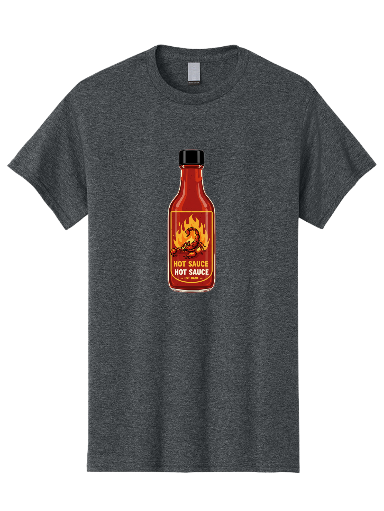 Hot-Sauce-7 Men'S Graphic Tee, 100% Cotton, Comfortable Casual Summer Wear, Machine Washable, Hot Sauce Bottle, Spicy Condiment, Fiery Flavor, Chili Peppers, Hot Sauce Label, Condiment Bottle, Spicy Food, Est Dakk Baa819