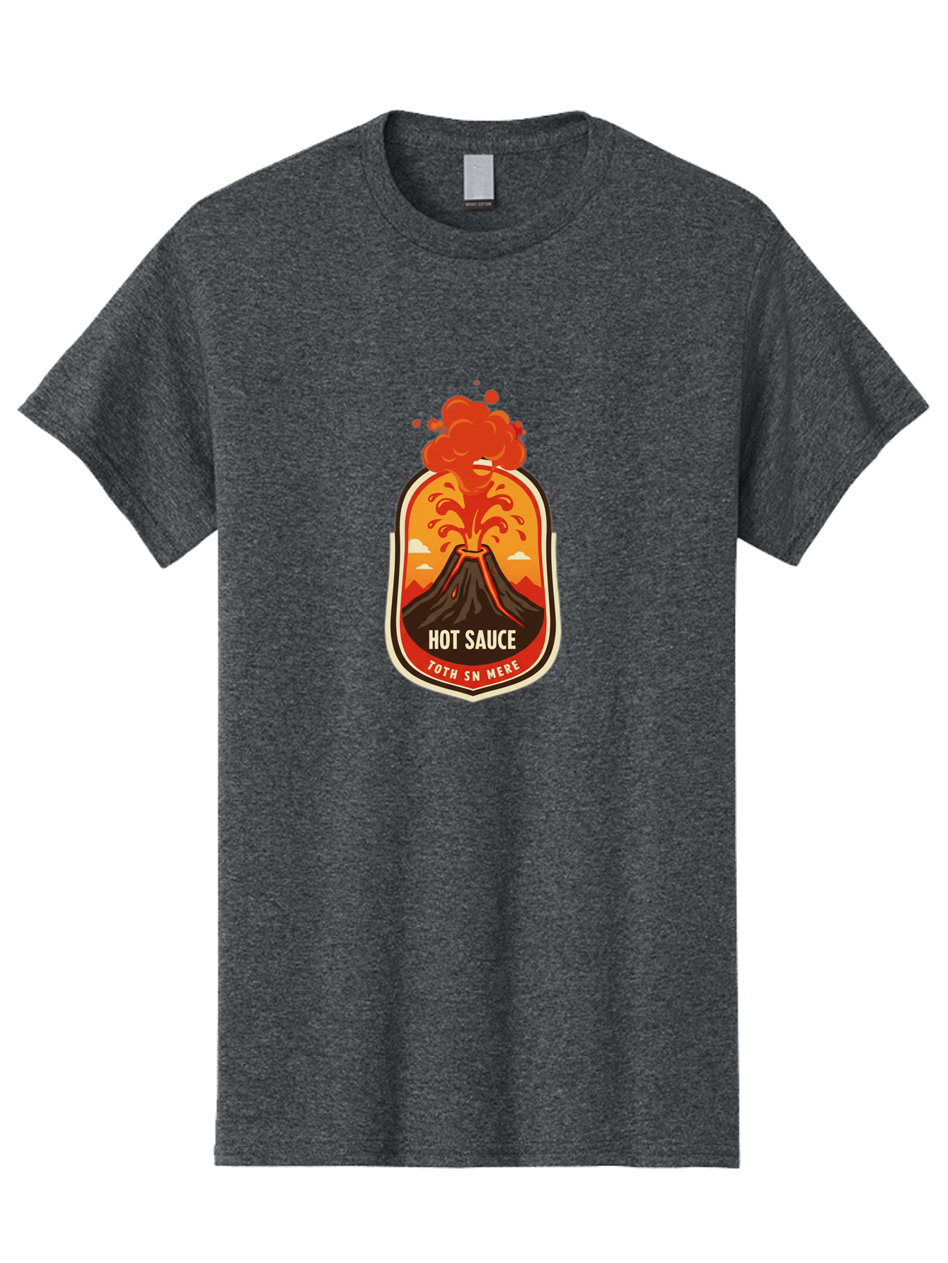 Hot-Sauce-8 Men'S Graphic Tee, 100% Cotton, Comfortable Casual Summer Wear, Machine Washable, Hot Sauce Label, Erupting Volcano, Spicy Food, Condiment Packaging, Fiery Design, Bold Graphics, Cartoon Style, Volcano Eruption, Condiment Branding Baa820