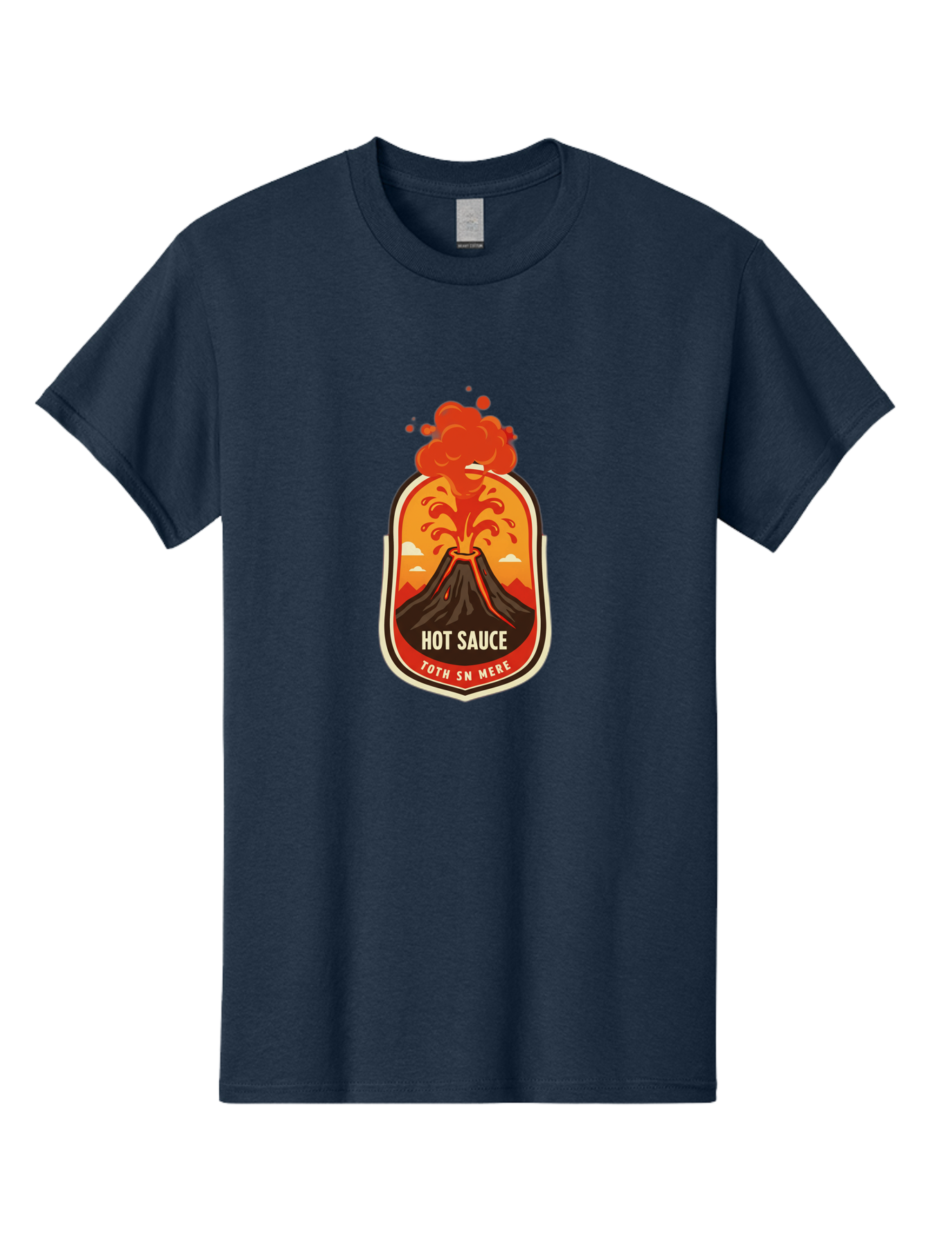 Hot-Sauce-8 Men'S Graphic Tee, 100% Cotton, Comfortable Casual Summer Wear, Machine Washable, Hot Sauce Label, Erupting Volcano, Spicy Food, Condiment Packaging, Fiery Design, Bold Graphics, Cartoon Style, Volcano Eruption, Condiment Branding Baa820
