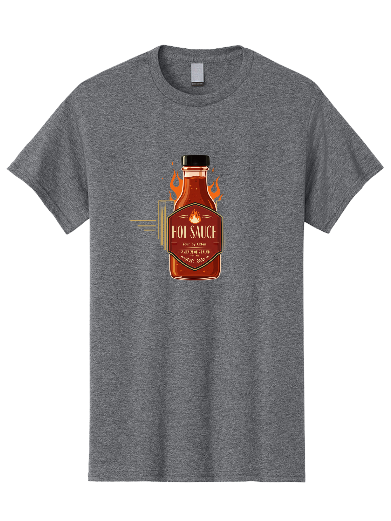 Hot-Sauce-9 Men'S Graphic Tee, 100% Cotton, Comfortable Casual Summer Wear, Machine Washable, Hot Sauce Bottle, Fiery Condiment, Spicy Food, Flavorful Sauce, Condiment Design, Graphic Label, Kitchen Essentials, Chili Peppers, Flavor Enhancer Baa821
