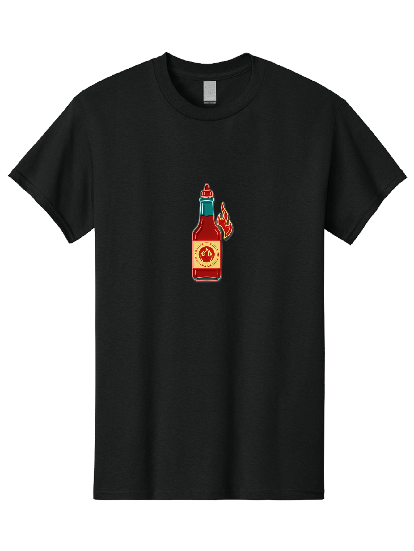 Hot-Sauce-Bottle-10 Men'S Graphic Tee, 100% Cotton, Comfortable Casual Summer Wear, Machine Washable, Hot Sauce Bottle, Spicy Condiment, Fiery Flavor, Red Sauce, Chili Pepper, Hot Condiment, Flavorful Cuisine, Spicy Food, Condiment Bottle Baa823