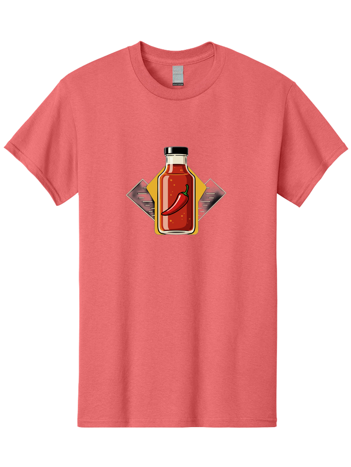 Hot-Sauce-Bottle-12 Men'S Graphic Tee, 100% Cotton, Comfortable Casual Summer Wear, Machine Washable, Hot Sauce, Chili Pepper, Spicy Food, Condiment, Kitchen Essentials, Flavorful Cuisine, Spicy Condiments, Hot Sauce Bottle Baa825