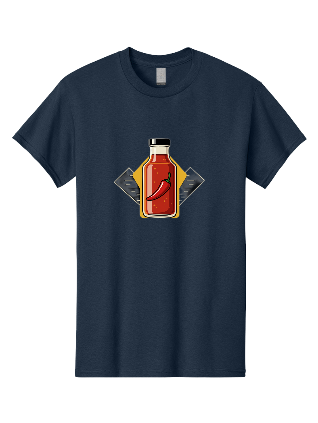 Hot-Sauce-Bottle-12 Men'S Graphic Tee, 100% Cotton, Comfortable Casual Summer Wear, Machine Washable, Hot Sauce, Chili Pepper, Spicy Food, Condiment, Kitchen Essentials, Flavorful Cuisine, Spicy Condiments, Hot Sauce Bottle Baa825