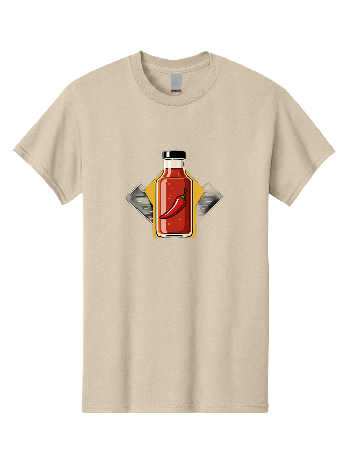 Hot-Sauce-Bottle-12 Men'S Graphic Tee, 100% Cotton, Comfortable Casual Summer Wear, Machine Washable, Hot Sauce, Chili Pepper, Spicy Food, Condiment, Kitchen Essentials, Flavorful Cuisine, Spicy Condiments, Hot Sauce Bottle Baa825