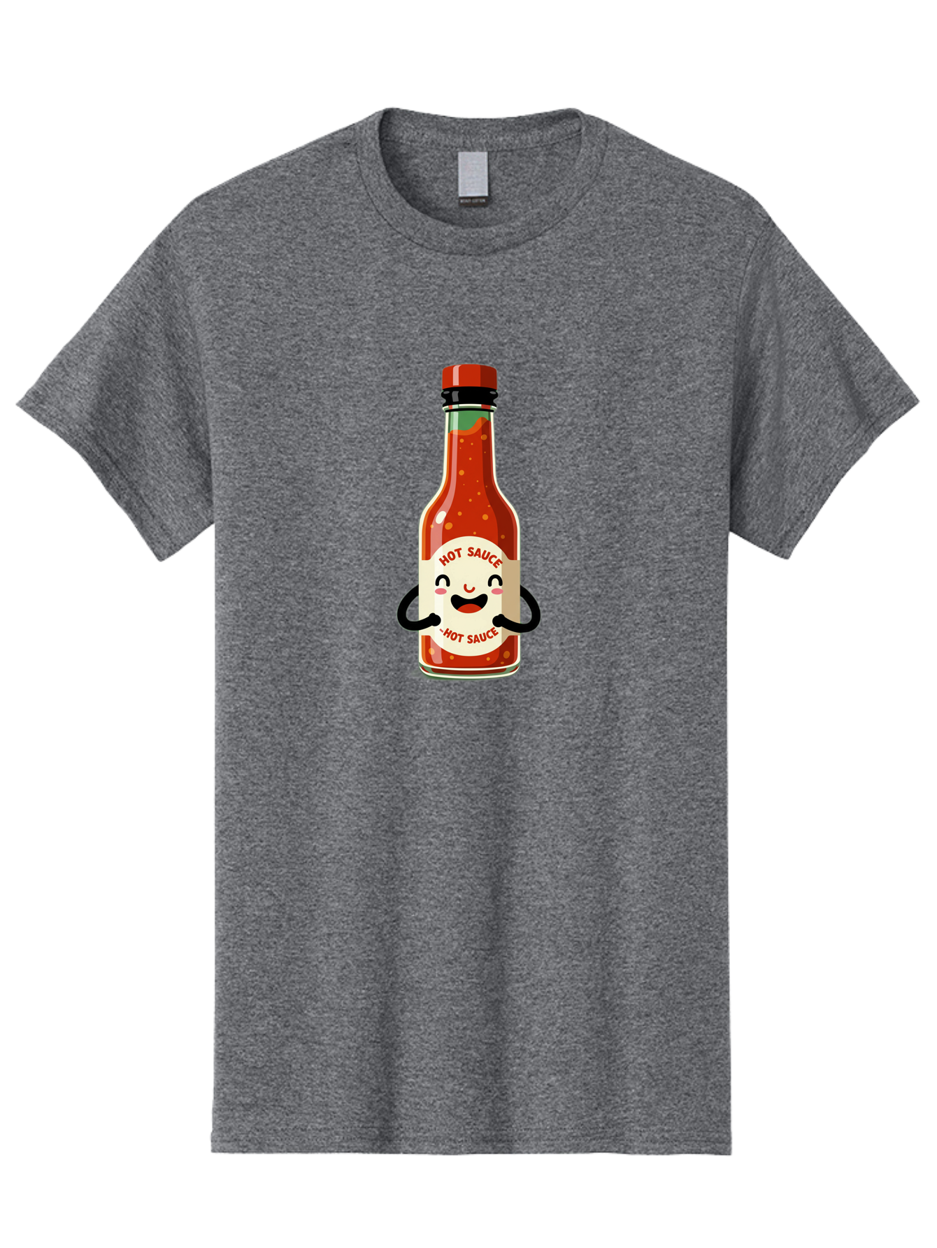 Hot-Sauce Men'S Graphic Tee, 100% Cotton, Comfortable Casual Summer Wear, Machine Washable, Hot Sauce Bottle With A Face, Cartoon Character, Condiment Packaging, Spicy Food, Kawaii Art Style, Playful Design, Sauce Container Baa836