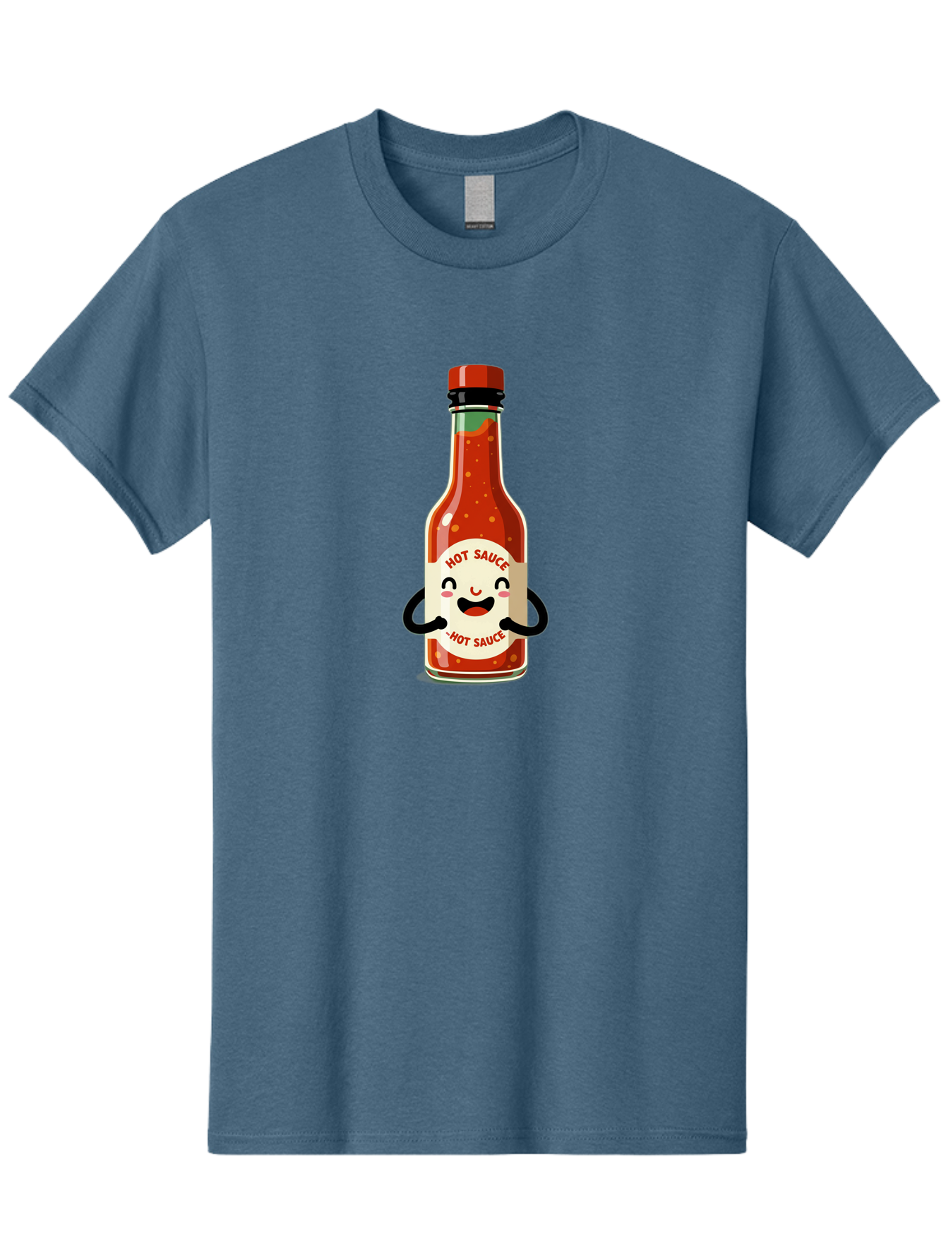 Hot-Sauce Men'S Graphic Tee, 100% Cotton, Comfortable Casual Summer Wear, Machine Washable, Hot Sauce Bottle With A Face, Cartoon Character, Condiment Packaging, Spicy Food, Kawaii Art Style, Playful Design, Sauce Container Baa836