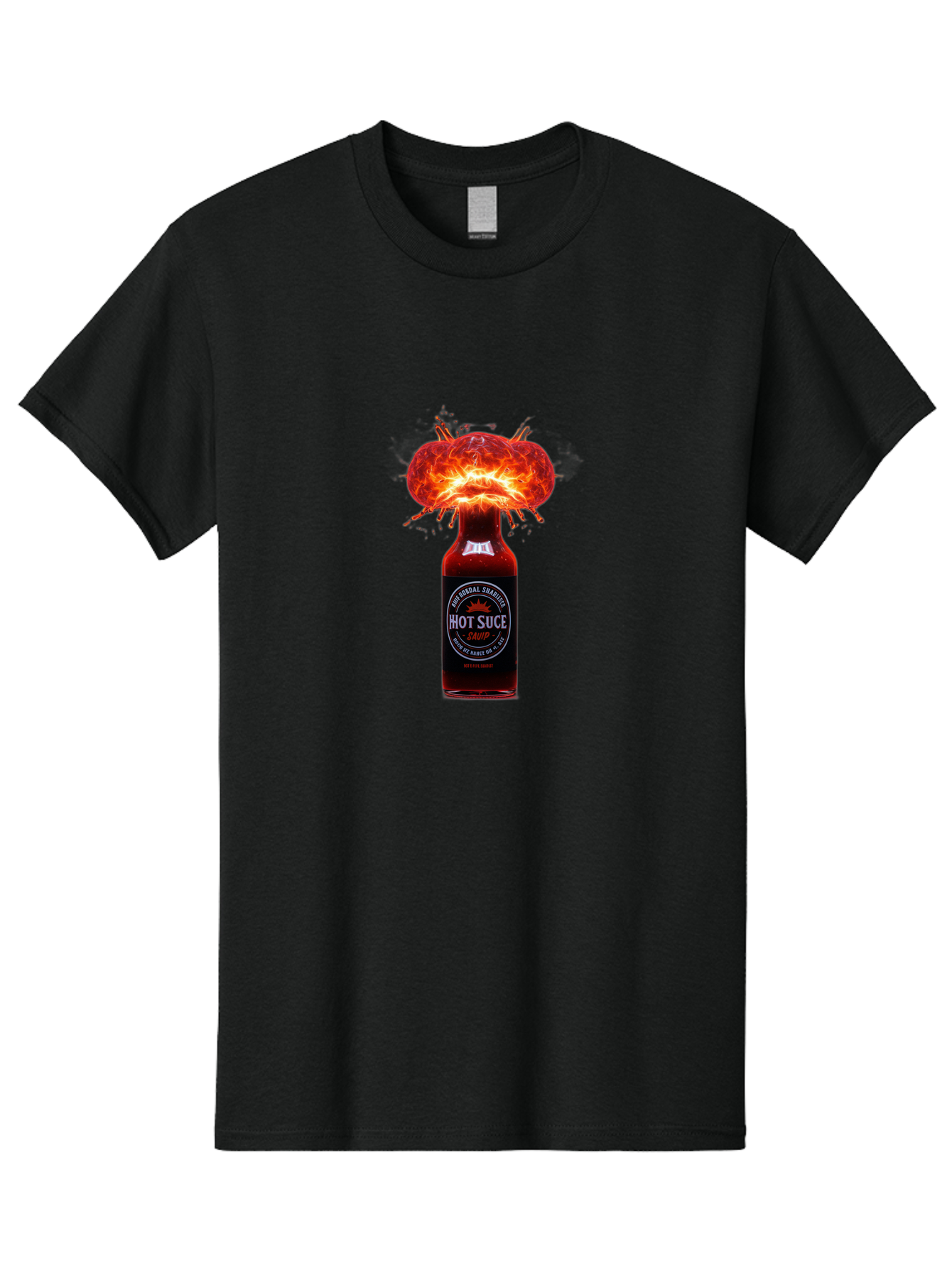 Hot-Suce-Sauce Men'S Graphic Tee, 100% Cotton, Comfortable Casual Summer Wear, Machine Washable, Hot Sauce Bottle, Exploding Sauce, Spicy Condiment, Chili Peppers, Fiery Flavor, Explosive Energy, Hot Sauce Enthusiast, Flavorful Kick, Baa837