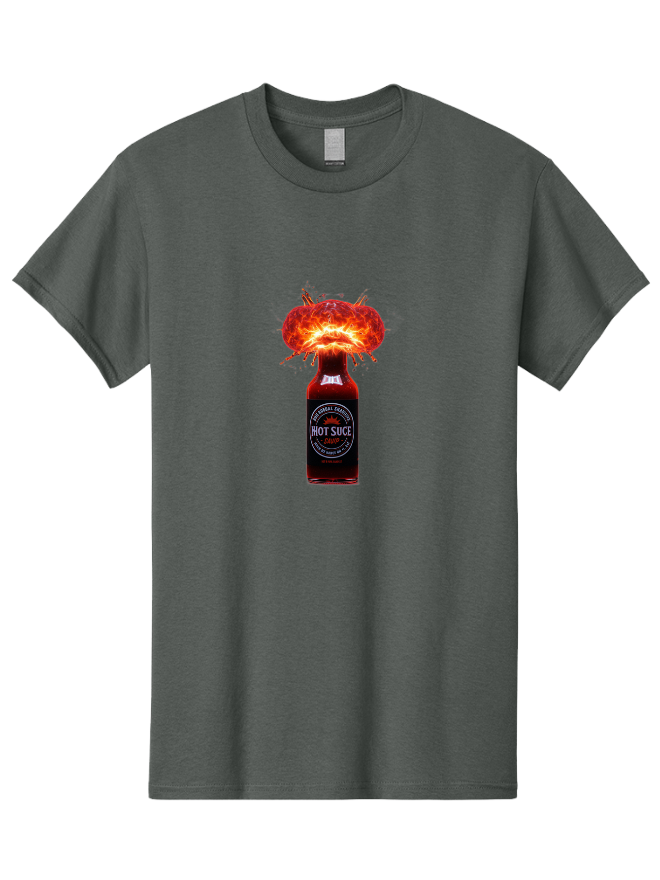 Hot-Suce-Sauce Men'S Graphic Tee, 100% Cotton, Comfortable Casual Summer Wear, Machine Washable, Hot Sauce Bottle, Exploding Sauce, Spicy Condiment, Chili Peppers, Fiery Flavor, Explosive Energy, Hot Sauce Enthusiast, Flavorful Kick, Baa837