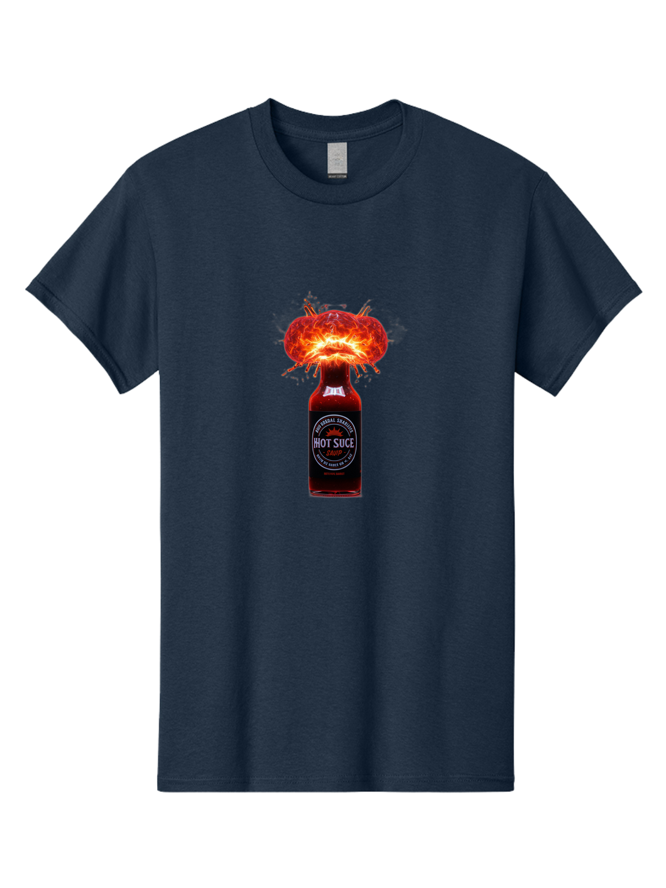 Hot-Suce-Sauce Men'S Graphic Tee, 100% Cotton, Comfortable Casual Summer Wear, Machine Washable, Hot Sauce Bottle, Exploding Sauce, Spicy Condiment, Chili Peppers, Fiery Flavor, Explosive Energy, Hot Sauce Enthusiast, Flavorful Kick, Baa837