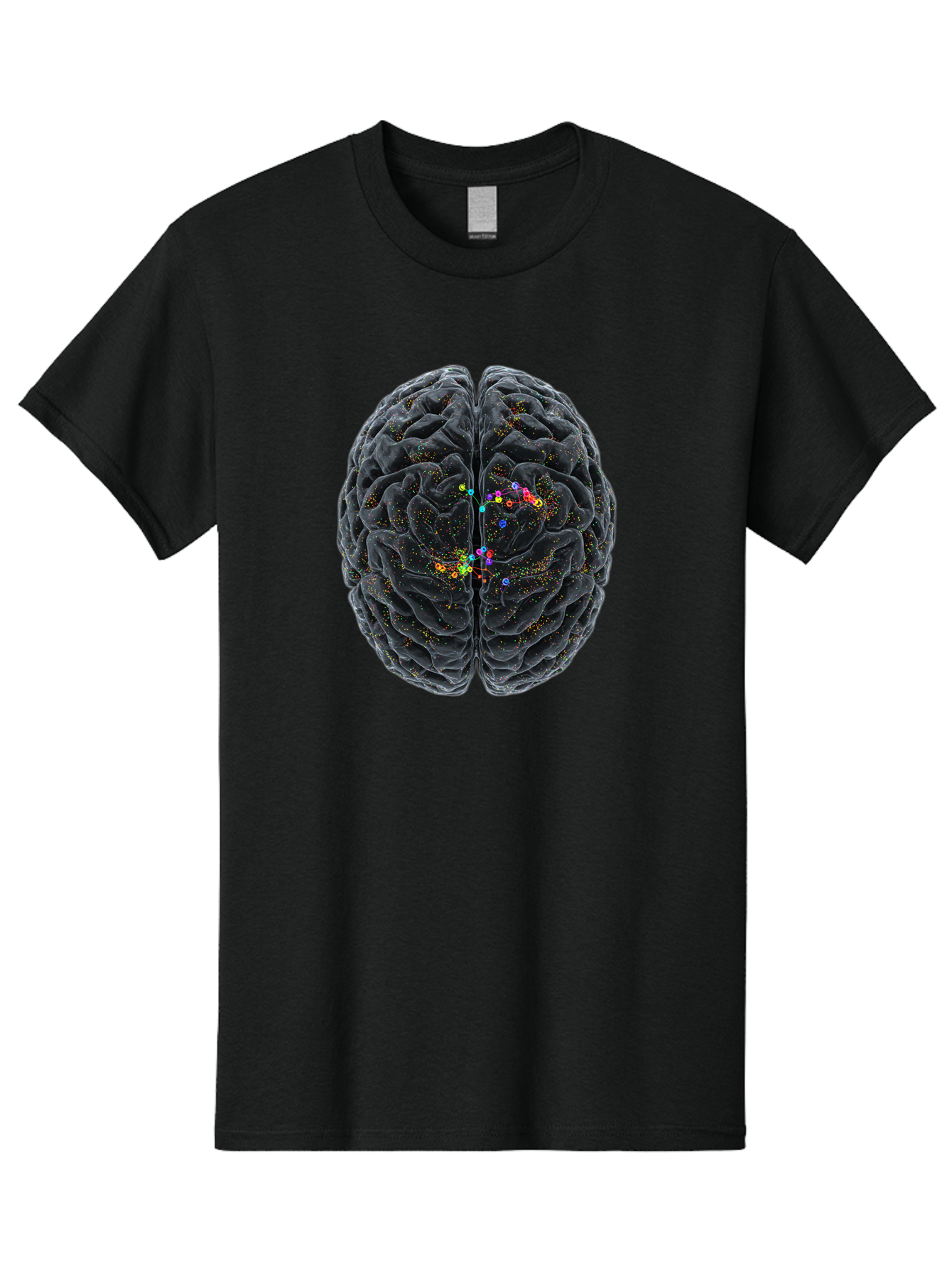 Human-Brain-2 Men'S Graphic Tee, 100% Cotton, Comfortable Casual Summer Wear, Machine Washable, Human Brain Anatomy, Neural Connections, Brain Function, Neuroscience, Cognitive Processes, Colorful Neurons, Synapses, Brain Activity, Baa840