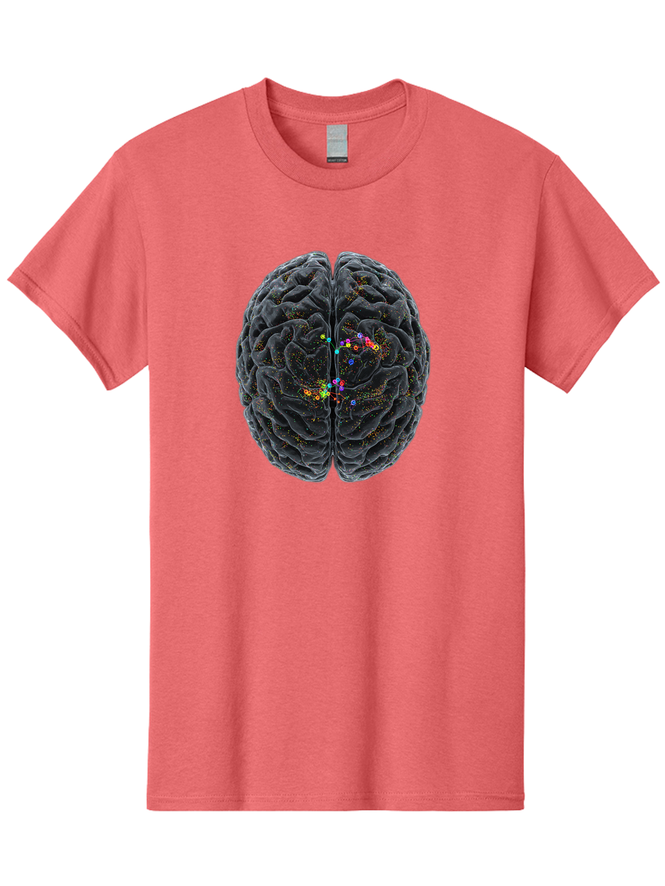Human-Brain-2 Men'S Graphic Tee, 100% Cotton, Comfortable Casual Summer Wear, Machine Washable, Human Brain Anatomy, Neural Connections, Brain Function, Neuroscience, Cognitive Processes, Colorful Neurons, Synapses, Brain Activity, Baa840