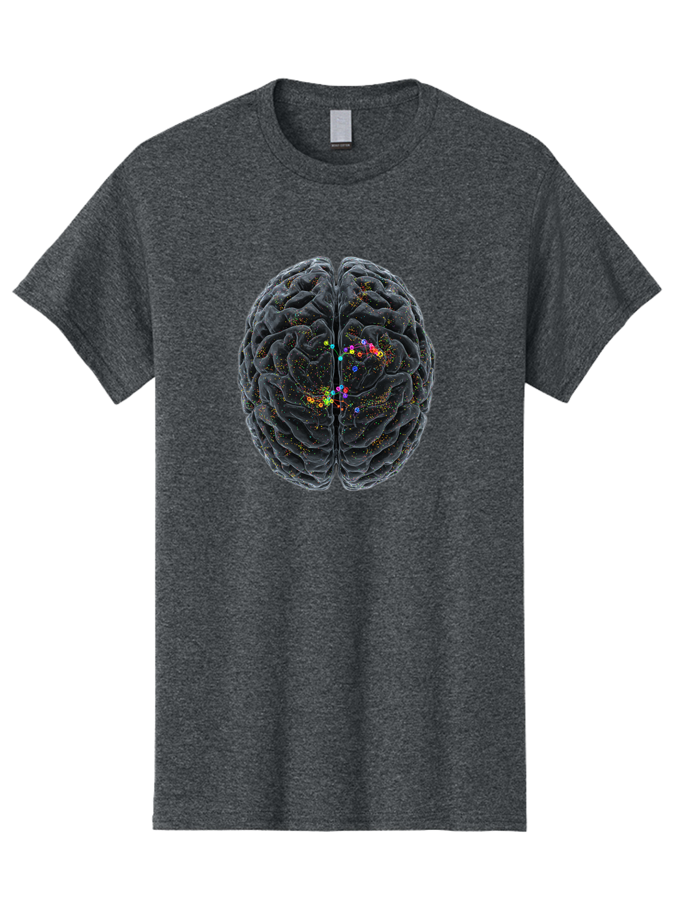Human-Brain-2 Men'S Graphic Tee, 100% Cotton, Comfortable Casual Summer Wear, Machine Washable, Human Brain Anatomy, Neural Connections, Brain Function, Neuroscience, Cognitive Processes, Colorful Neurons, Synapses, Brain Activity, Baa840