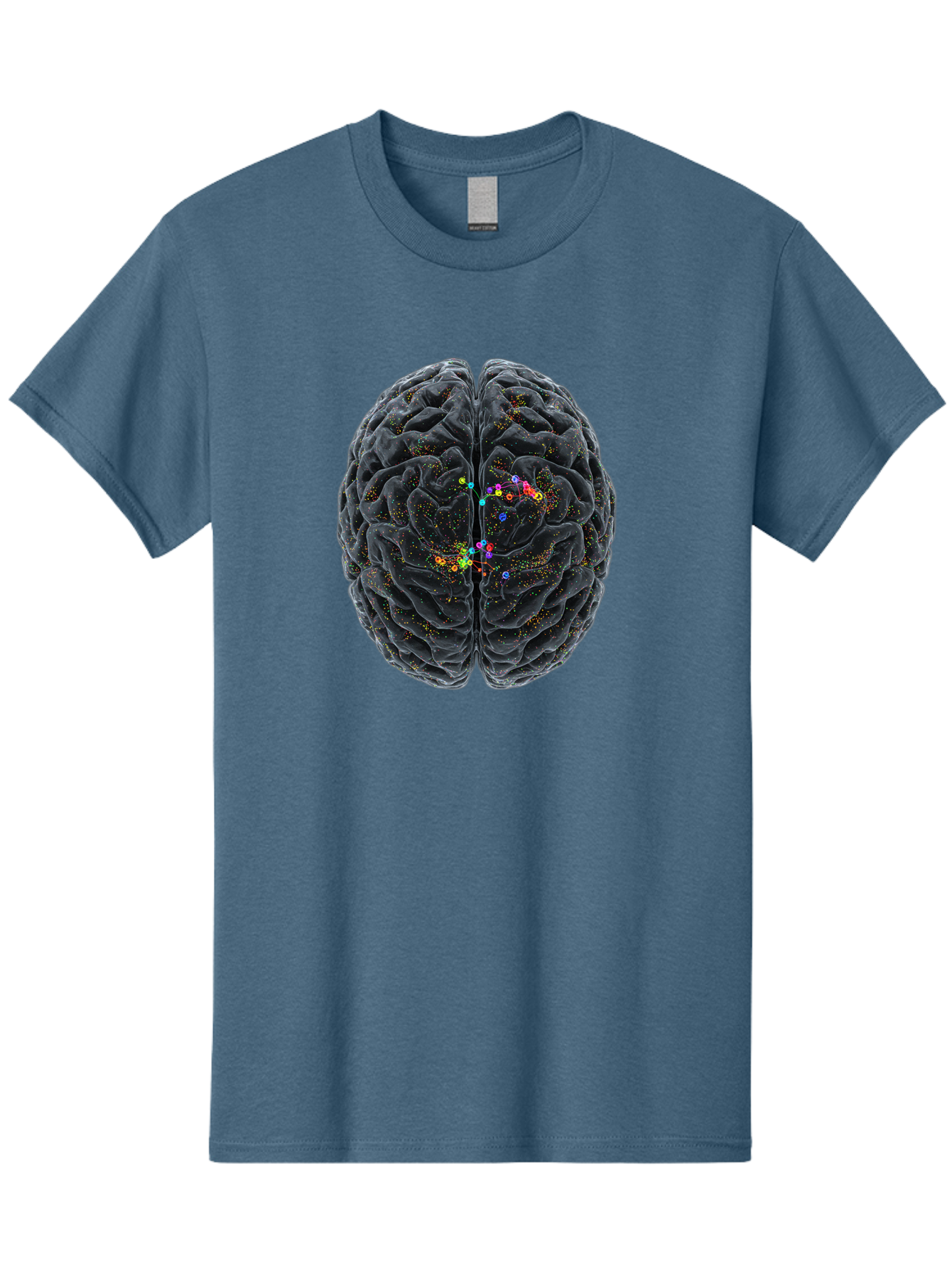 Human-Brain-2 Men'S Graphic Tee, 100% Cotton, Comfortable Casual Summer Wear, Machine Washable, Human Brain Anatomy, Neural Connections, Brain Function, Neuroscience, Cognitive Processes, Colorful Neurons, Synapses, Brain Activity, Baa840