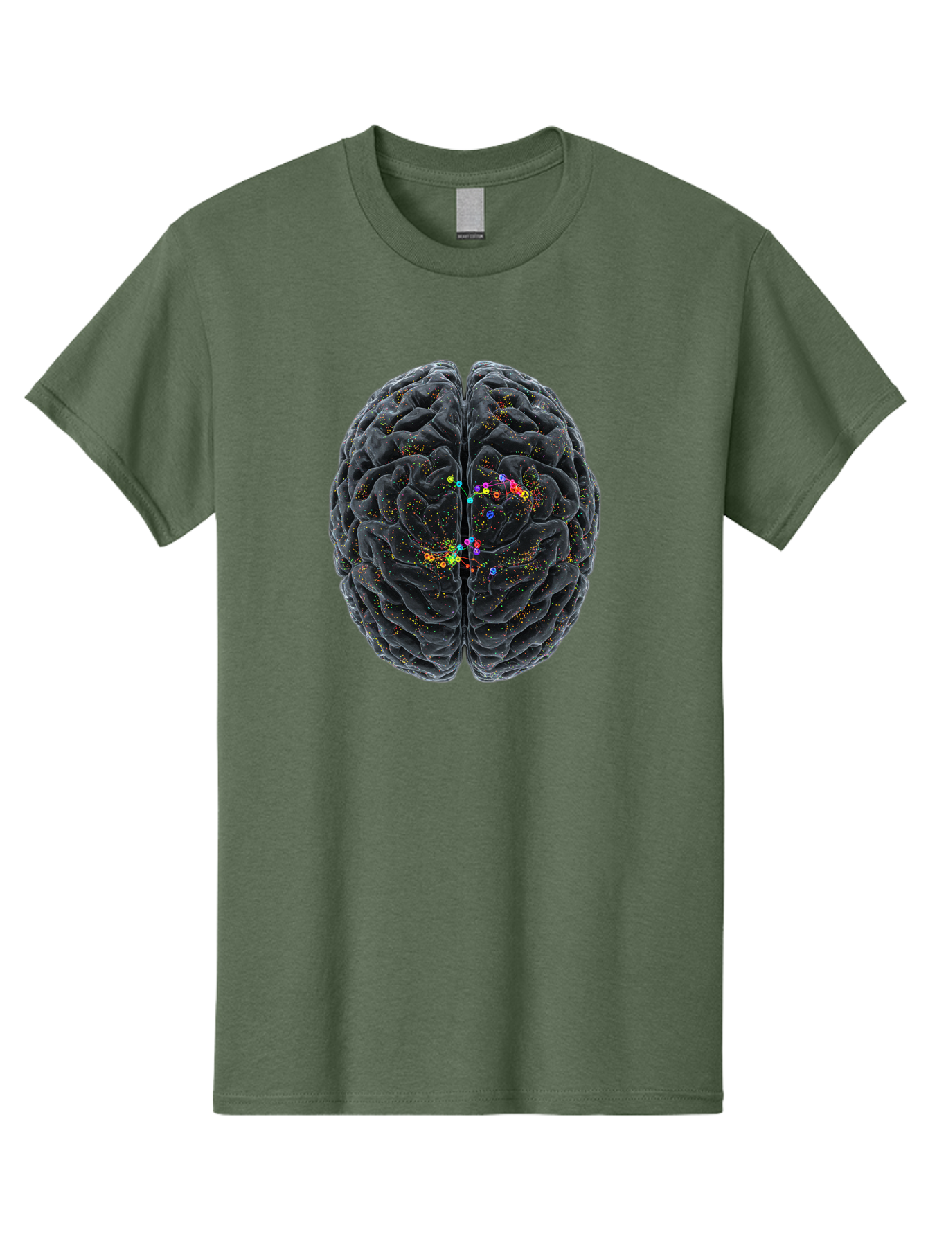 Human-Brain-2 Men'S Graphic Tee, 100% Cotton, Comfortable Casual Summer Wear, Machine Washable, Human Brain Anatomy, Neural Connections, Brain Function, Neuroscience, Cognitive Processes, Colorful Neurons, Synapses, Brain Activity, Baa840