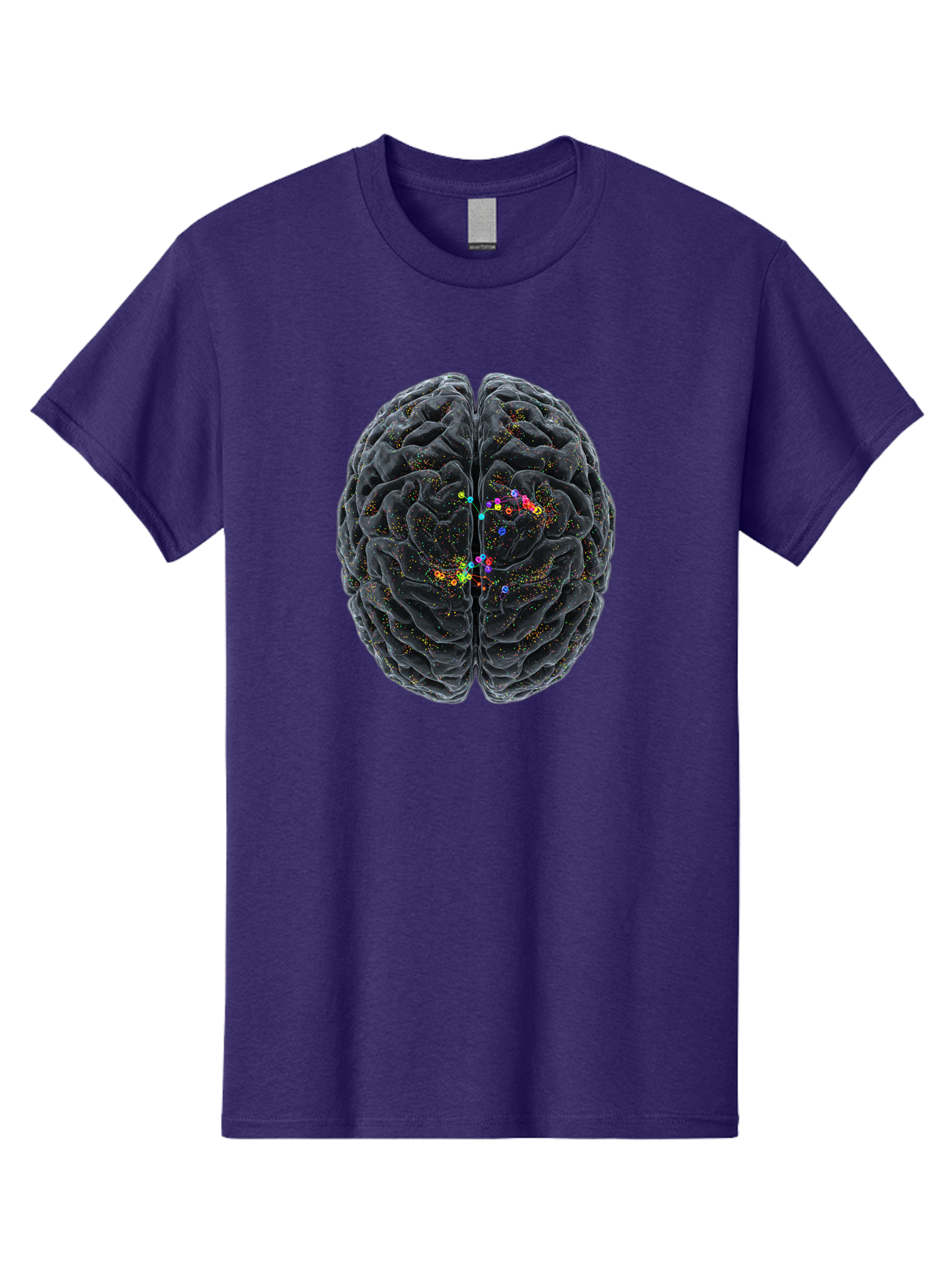 Human-Brain-2 Men'S Graphic Tee, 100% Cotton, Comfortable Casual Summer Wear, Machine Washable, Human Brain Anatomy, Neural Connections, Brain Function, Neuroscience, Cognitive Processes, Colorful Neurons, Synapses, Brain Activity, Baa840
