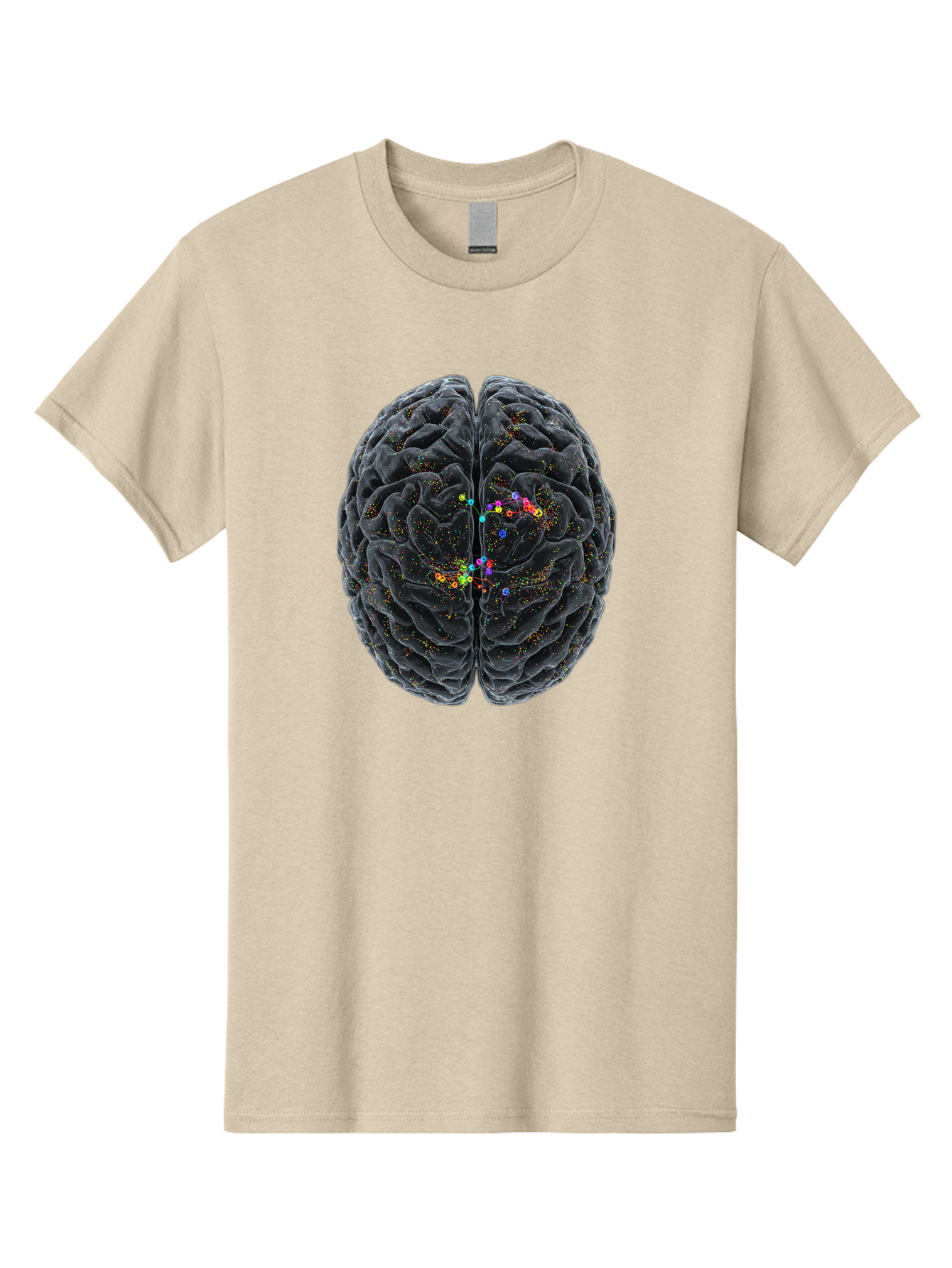 Human-Brain-2 Men'S Graphic Tee, 100% Cotton, Comfortable Casual Summer Wear, Machine Washable, Human Brain Anatomy, Neural Connections, Brain Function, Neuroscience, Cognitive Processes, Colorful Neurons, Synapses, Brain Activity, Baa840