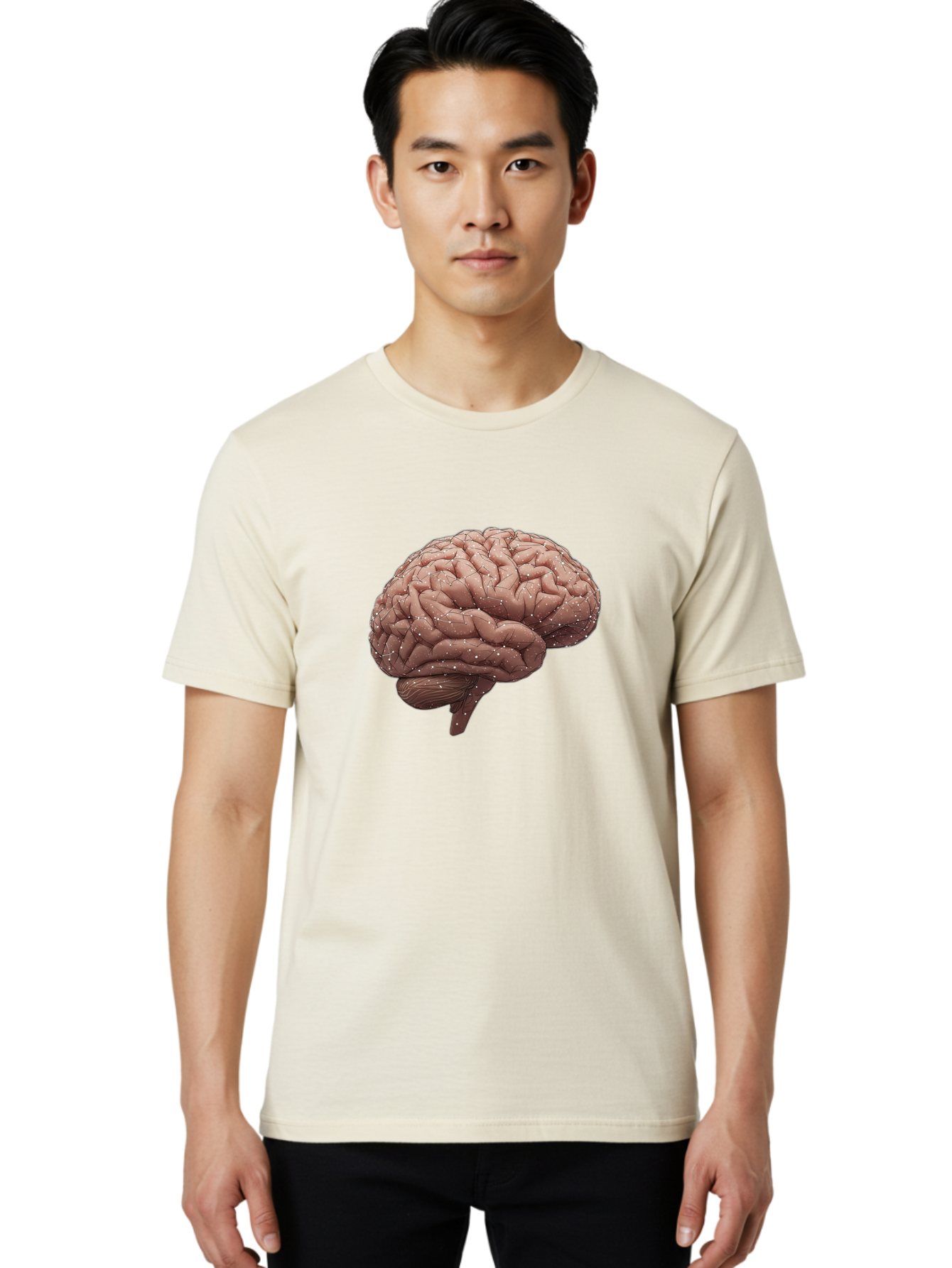 Human-Brain-3 Men'S Graphic Tee, 100% Cotton, Comfortable Casual Summer Wear, Machine Washable, Human Brain, Neural Connections, Cognitive Function, Neuroscience, Brain Anatomy, Neural Activity, Cerebral Cortex Baa841