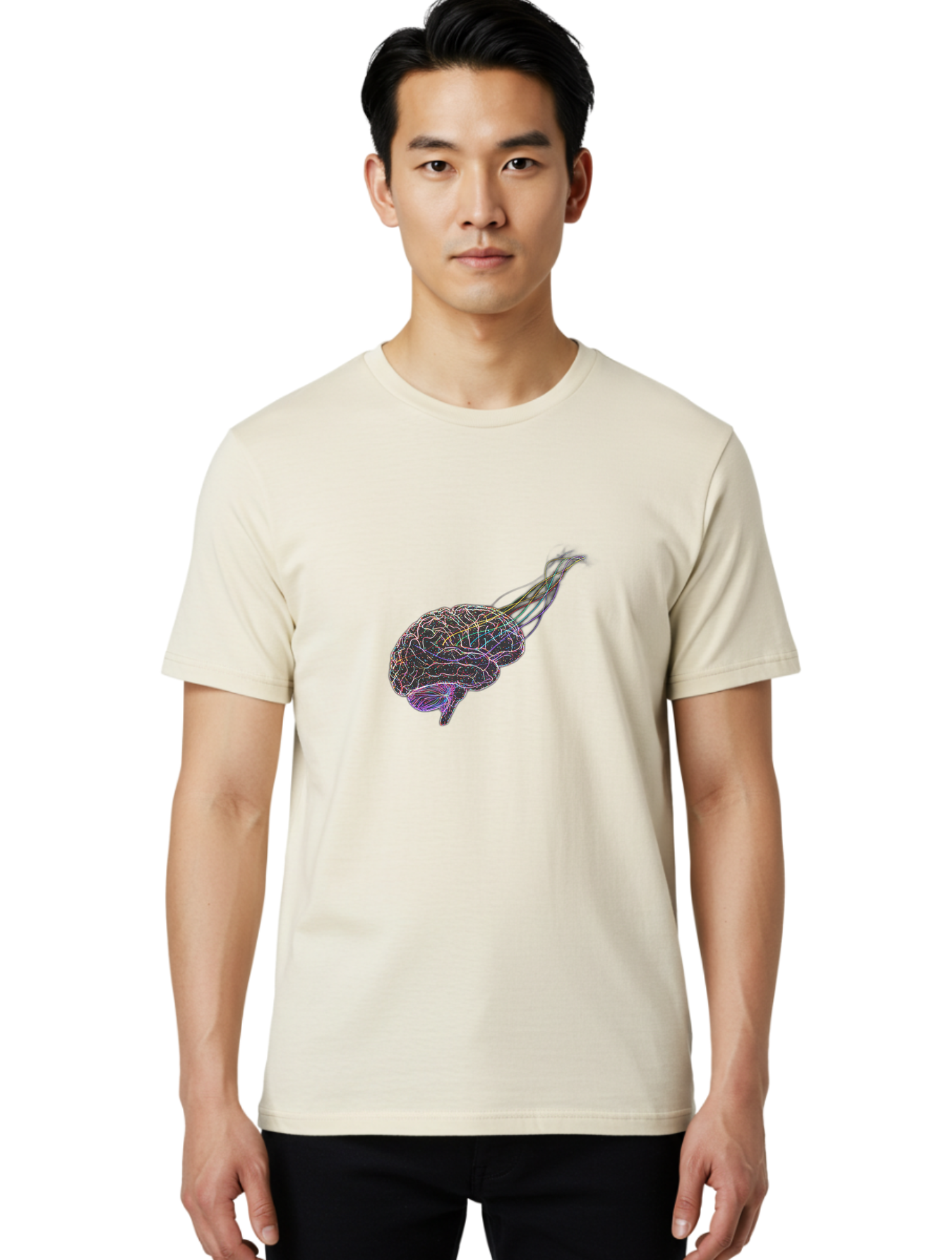 Human-Brain-4 Men'S Graphic Tee, 100% Cotton, Comfortable Casual Summer Wear, Machine Washable, Human Brain Illustration, Neural Connections, Colorful Brain Diagram, Neurological Pathways, Brain Structure, Neuroscience Baa842