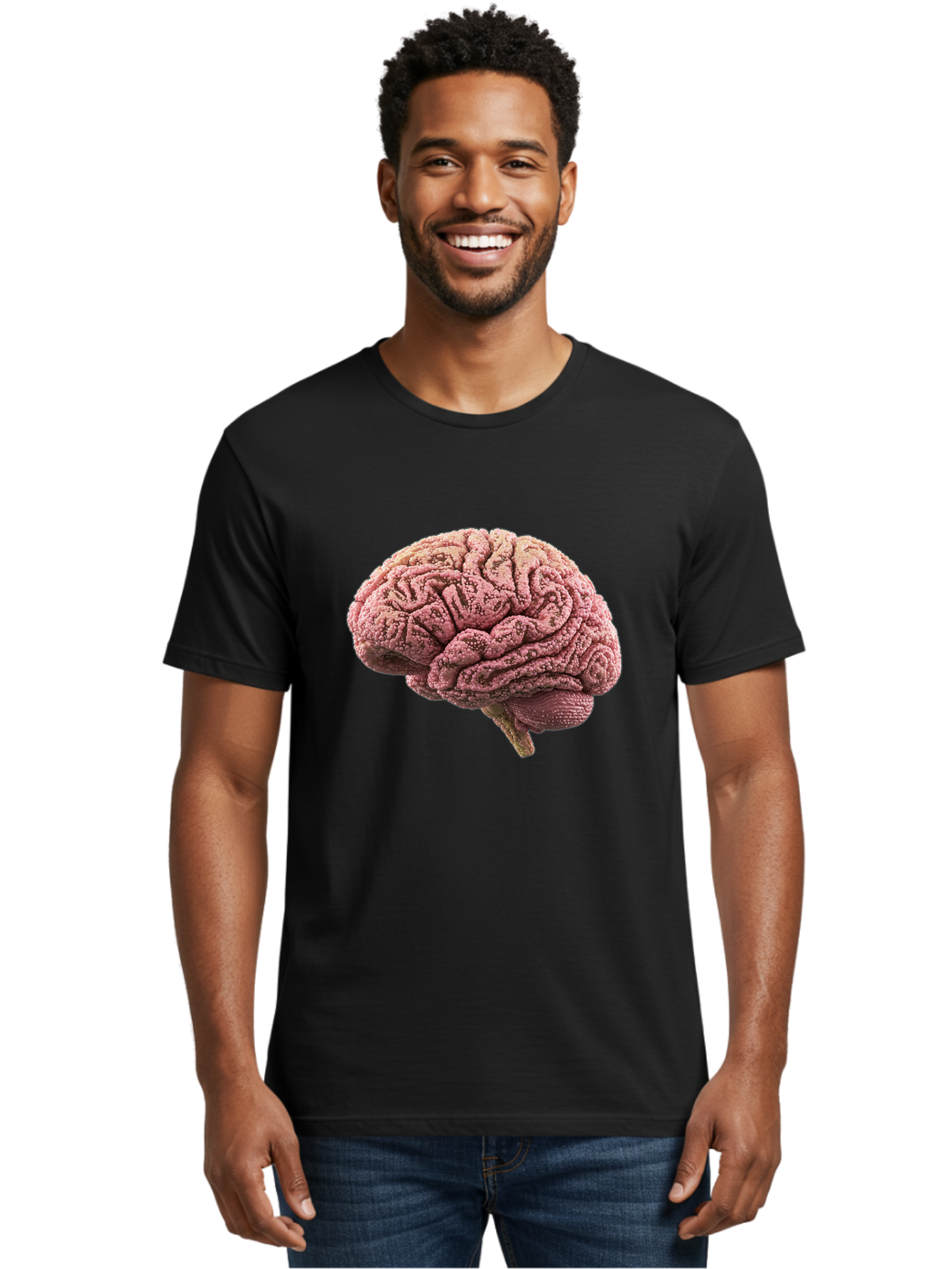 Human-Brain-5 Men'S Graphic Tee, 100% Cotton, Comfortable Casual Summer Wear, Machine Washable, Human Brain Anatomy, Brain Structure, Cerebral Cortex, Neuroscience, Cognitive Function, Medical Illustration, Brain Scan Baa843