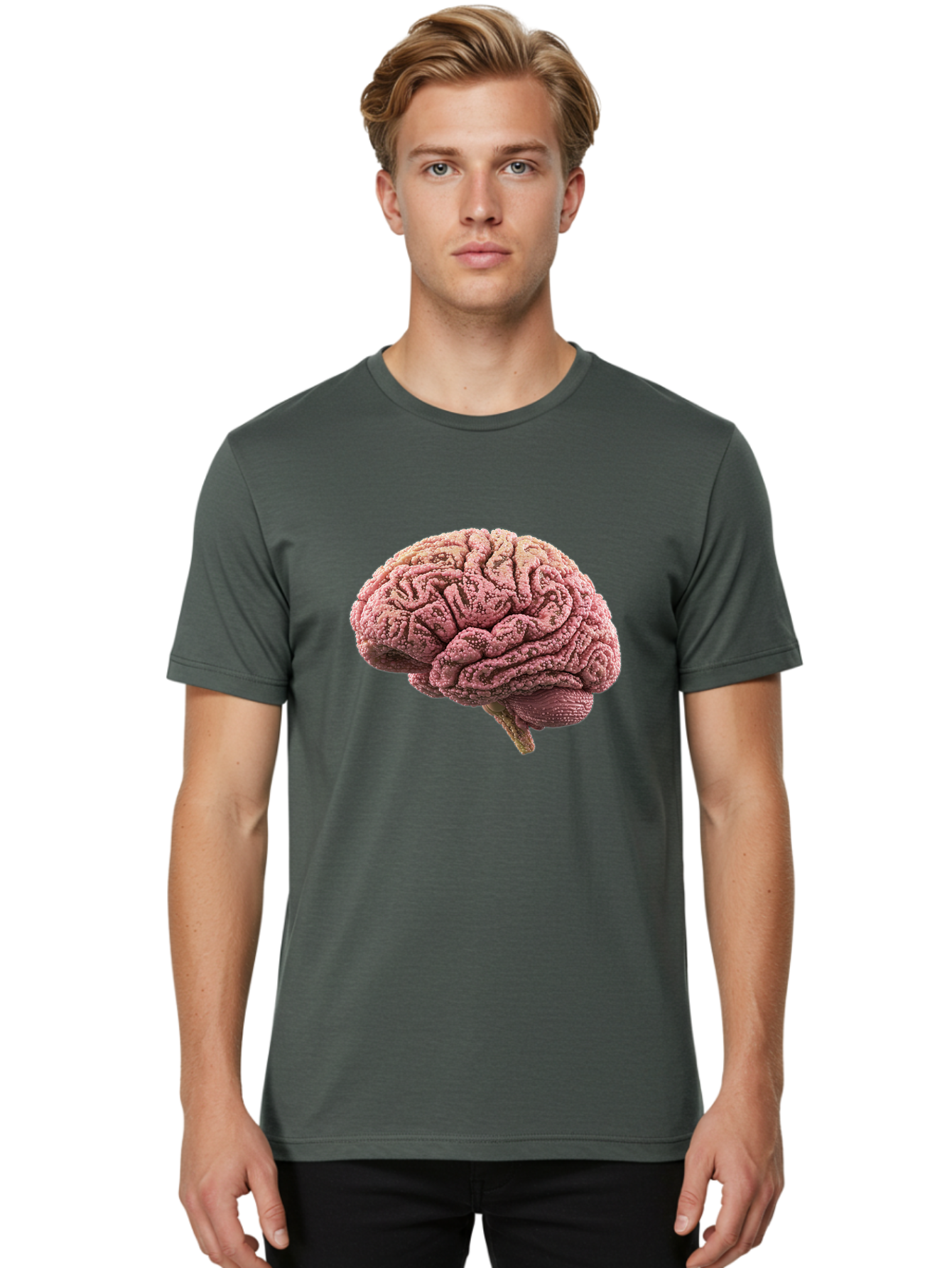 Human-Brain-5 Men'S Graphic Tee, 100% Cotton, Comfortable Casual Summer Wear, Machine Washable, Human Brain Anatomy, Brain Structure, Cerebral Cortex, Neuroscience, Cognitive Function, Medical Illustration, Brain Scan Baa843