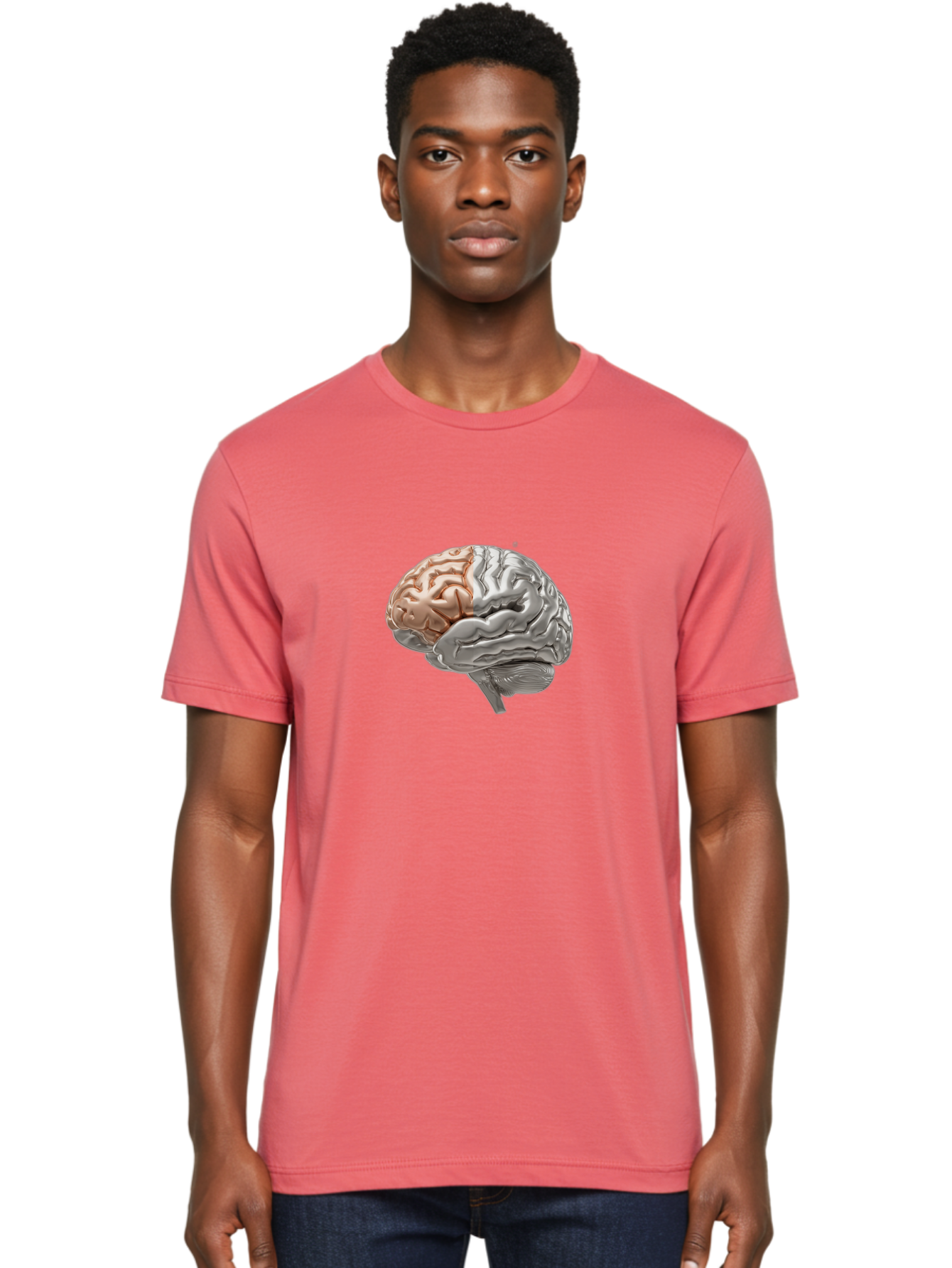 Human-Brain-6 Men'S Graphic Tee, 100% Cotton, Comfortable Casual Summer Wear, Machine Washable, Human Brain, Neuroscience, Cognitive Function, Brain Structure, Anatomy, Medical Illustration, Brain Scan, Neurological Study, Cognitive Psychology Baa844