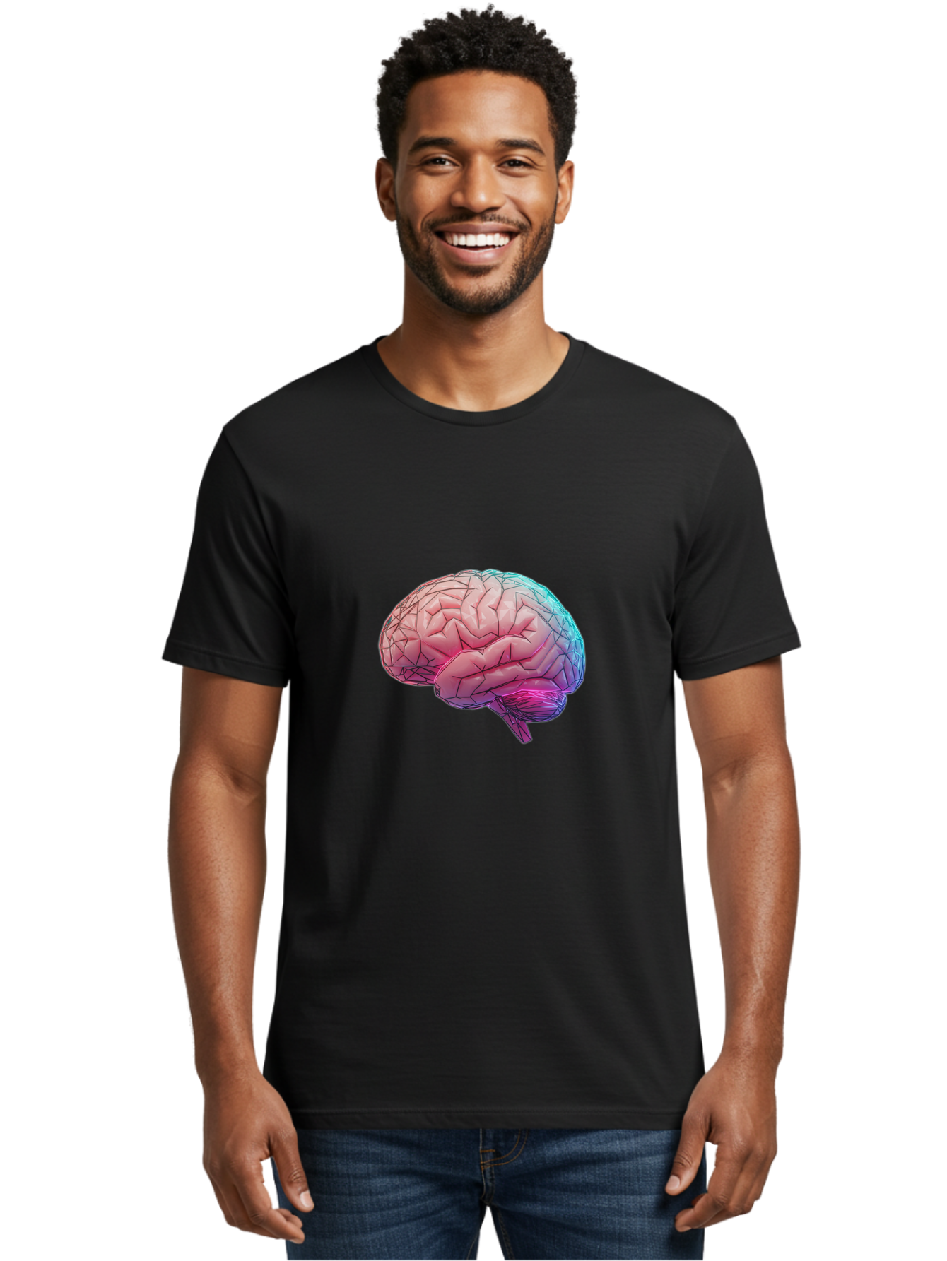 Human-Brain-7 Men'S Graphic Tee, 100% Cotton, Comfortable Casual Summer Wear, Machine Washable, Human Brain Illustration, Brain Anatomy, Neuroscience, Cognitive Function, Detailed Rendering, Colorful Brain, 3D Model, Medical Art, Baa845