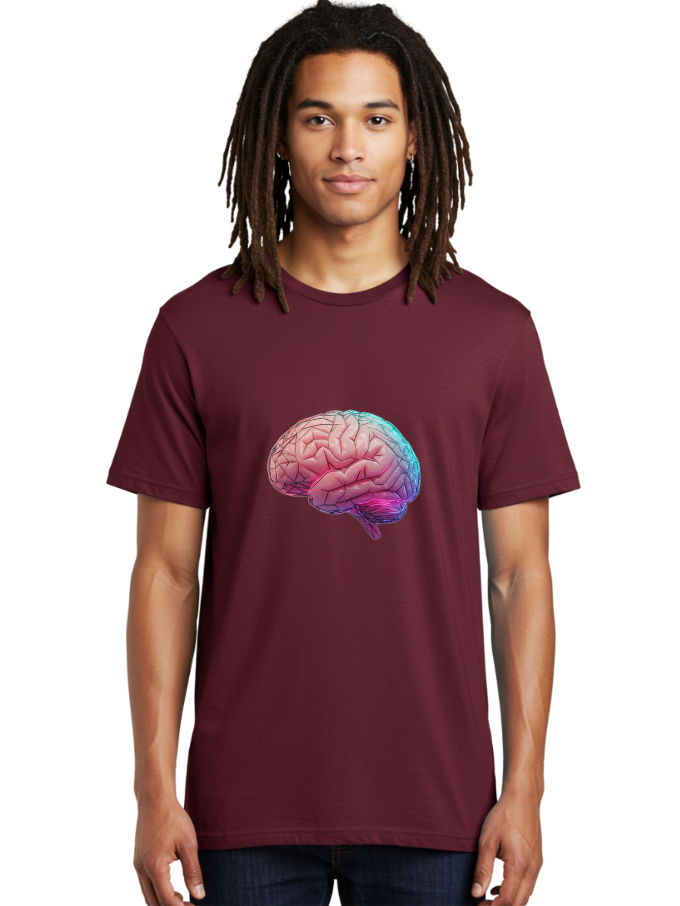 Human-Brain-7 Men'S Graphic Tee, 100% Cotton, Comfortable Casual Summer Wear, Machine Washable, Human Brain Illustration, Brain Anatomy, Neuroscience, Cognitive Function, Detailed Rendering, Colorful Brain, 3D Model, Medical Art, Baa845