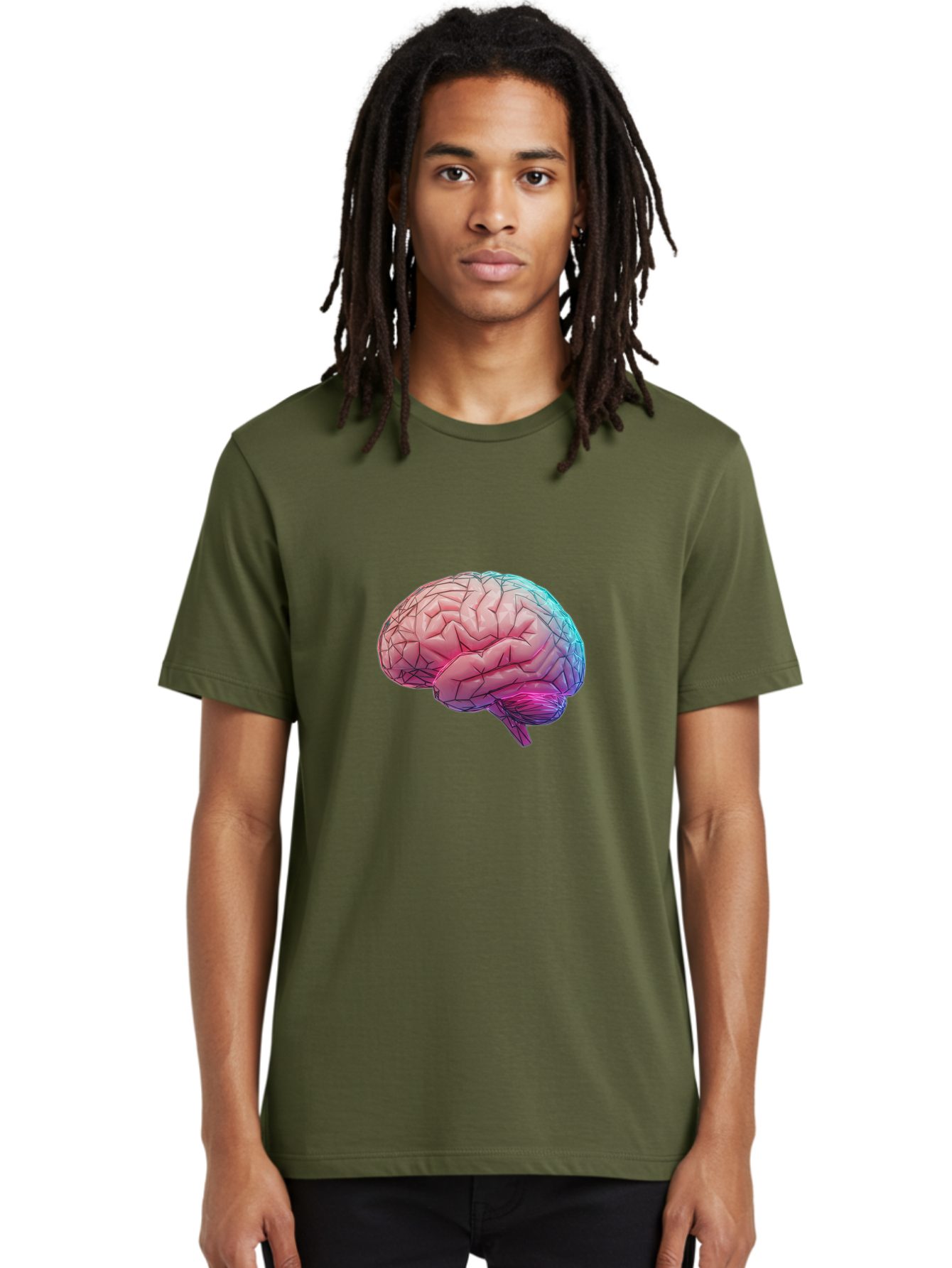 Human-Brain-7 Men'S Graphic Tee, 100% Cotton, Comfortable Casual Summer Wear, Machine Washable, Human Brain Illustration, Brain Anatomy, Neuroscience, Cognitive Function, Detailed Rendering, Colorful Brain, 3D Model, Medical Art, Baa845