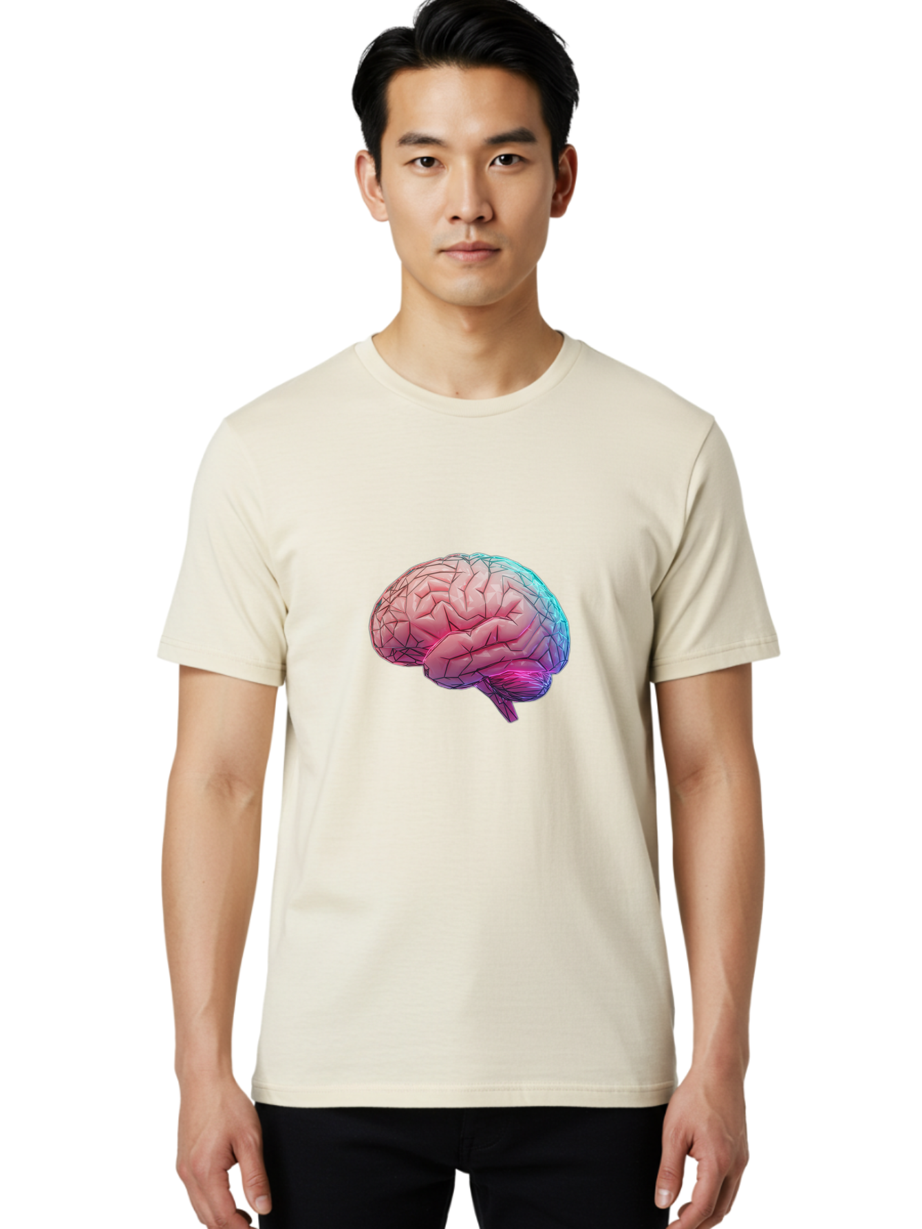 Human-Brain-7 Men'S Graphic Tee, 100% Cotton, Comfortable Casual Summer Wear, Machine Washable, Human Brain Illustration, Brain Anatomy, Neuroscience, Cognitive Function, Detailed Rendering, Colorful Brain, 3D Model, Medical Art, Baa845
