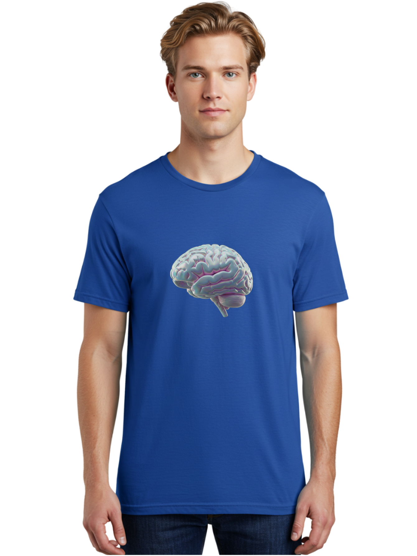 Human-Brain-9 Men'S Graphic Tee, 100% Cotton, Comfortable Casual Summer Wear, Machine Washable, Human Brain, Neuroscience, Cognitive Function, Brain Anatomy, Medical Illustration, 3D Rendering, Detailed Structure, Cerebral Cortex Baa847