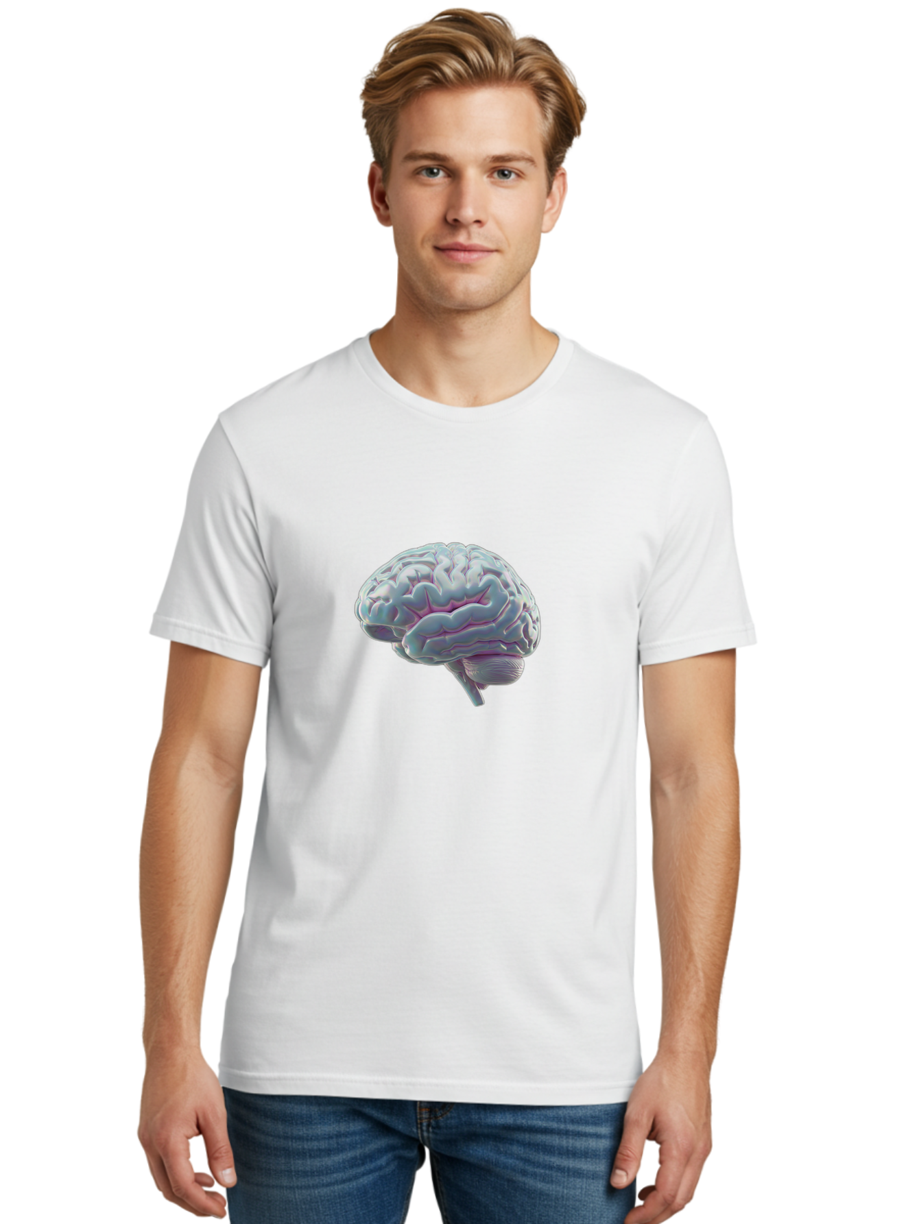 Human-Brain-9 Men'S Graphic Tee, 100% Cotton, Comfortable Casual Summer Wear, Machine Washable, Human Brain, Neuroscience, Cognitive Function, Brain Anatomy, Medical Illustration, 3D Rendering, Detailed Structure, Cerebral Cortex Baa847