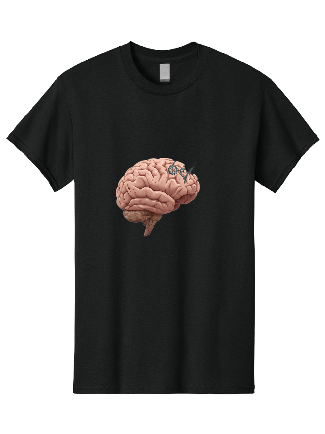 Human-Brain-With-Gears Men'S Graphic Tee, 100% Cotton, Comfortable Casual Summer Wear, Machine Washable, Human Brain, Cognitive Function, Mechanical Gears, Neural Connections, Thinking Process, Innovative Ideas, Brain Activity, Baa849
