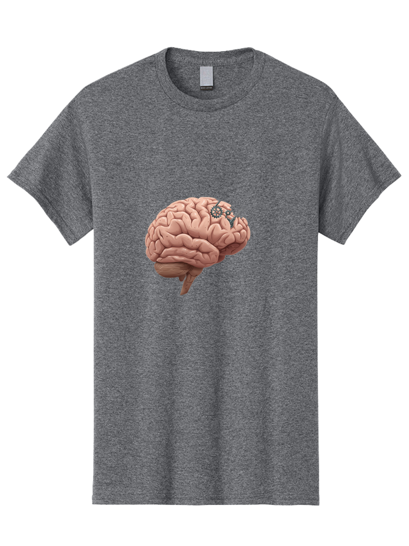 Human-Brain-With-Gears Men'S Graphic Tee, 100% Cotton, Comfortable Casual Summer Wear, Machine Washable, Human Brain, Cognitive Function, Mechanical Gears, Neural Connections, Thinking Process, Innovative Ideas, Brain Activity, Baa849