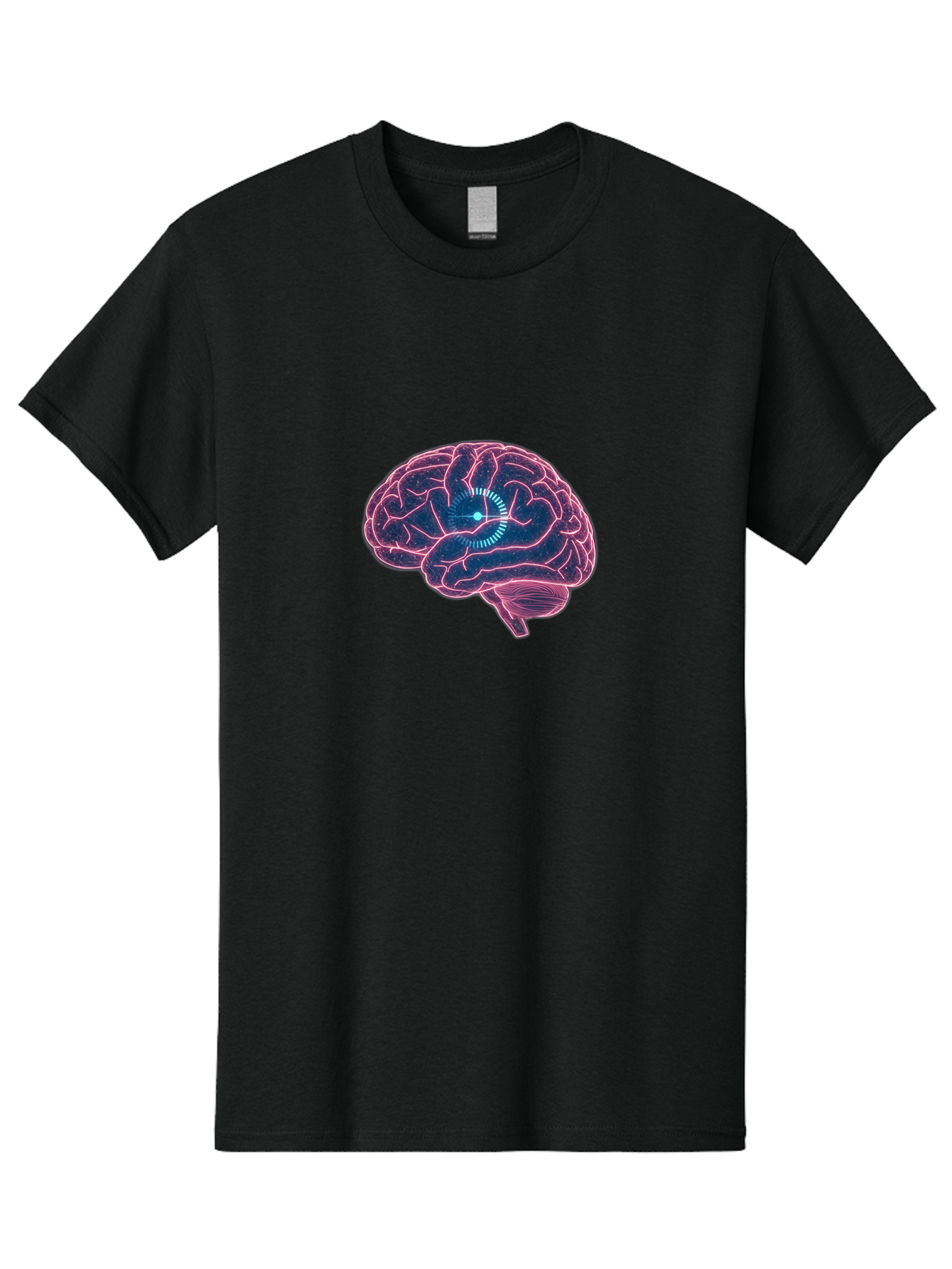 Human-Brain Men'S Graphic Tee, 100% Cotton, Comfortable Casual Summer Wear, Machine Washable, Human Brain, Cognitive Function, Neuroscience, Brain Function, Thought Process, Intelligence, Pink Outline, Blue Glow, Concentrated Thought Baa850