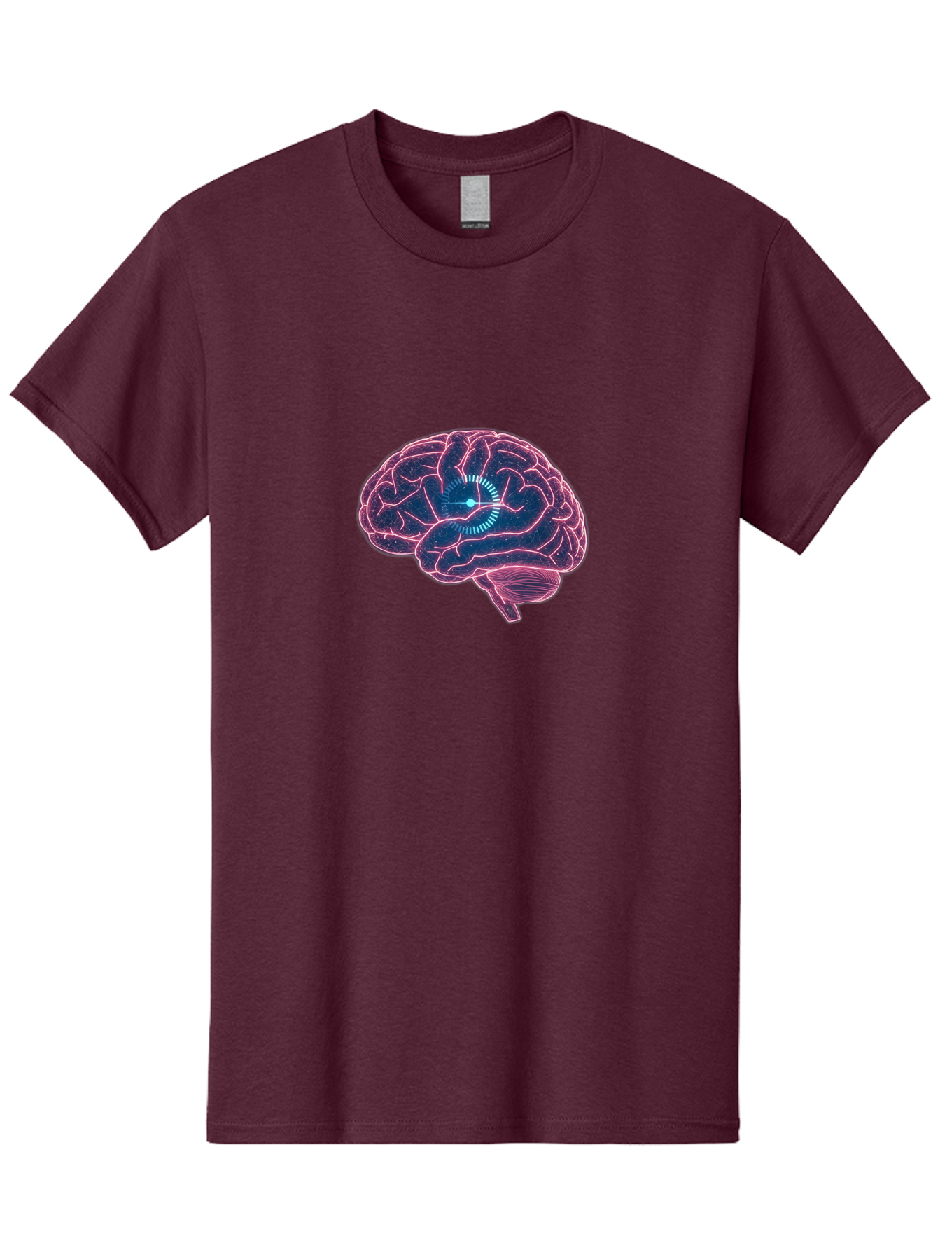 Human-Brain Men'S Graphic Tee, 100% Cotton, Comfortable Casual Summer Wear, Machine Washable, Human Brain, Cognitive Function, Neuroscience, Brain Function, Thought Process, Intelligence, Pink Outline, Blue Glow, Concentrated Thought Baa850