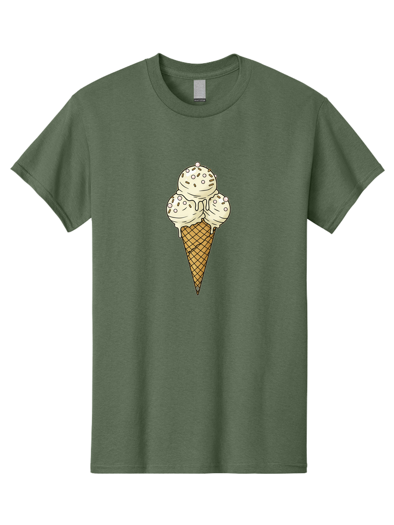Ice-Cream-Cone-12 Men'S Graphic Tee, 100% Cotton, Comfortable Casual Summer Wear, Machine Washable, Ice Cream Cone, Three Scoops, Melting Ice Cream, Waffle Cone, Sweet Treat, Dessert Illustration, Creamy Texture, Chocolate Chips, Baa857