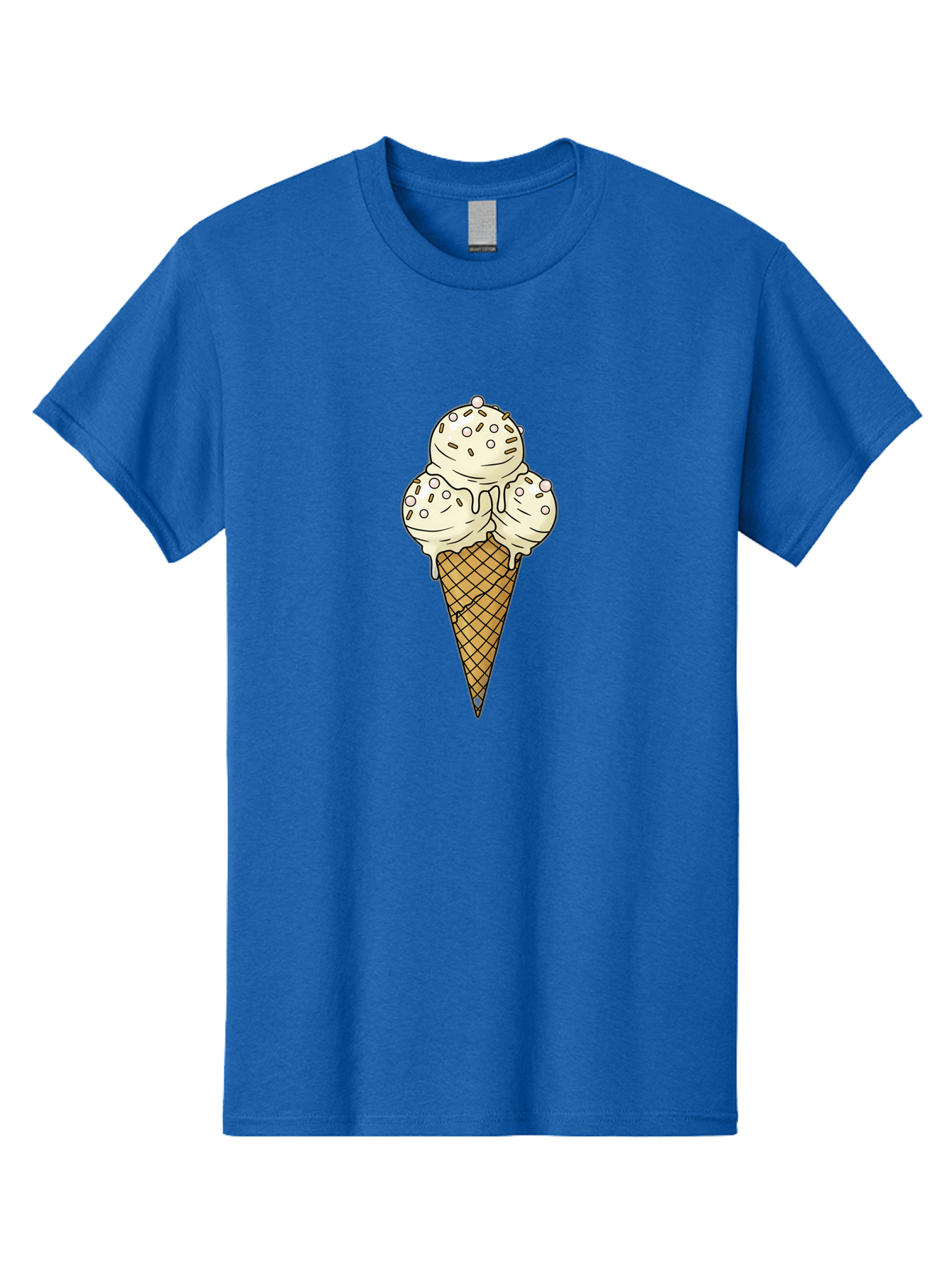 Ice-Cream-Cone-12 Men'S Graphic Tee, 100% Cotton, Comfortable Casual Summer Wear, Machine Washable, Ice Cream Cone, Three Scoops, Melting Ice Cream, Waffle Cone, Sweet Treat, Dessert Illustration, Creamy Texture, Chocolate Chips, Baa857
